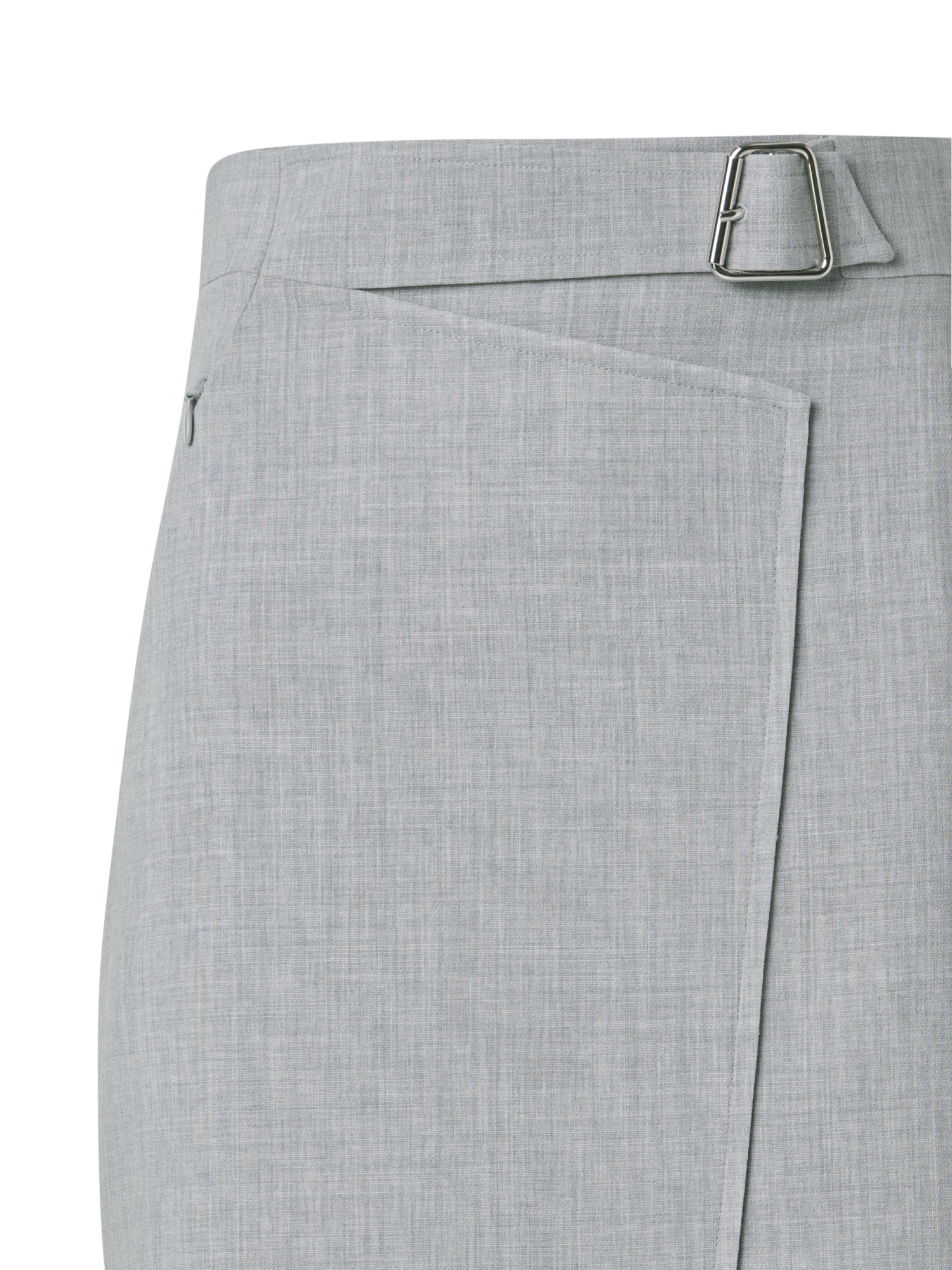 Designer Wool Double-Face Wrap Effect Pencil Skirt - grey