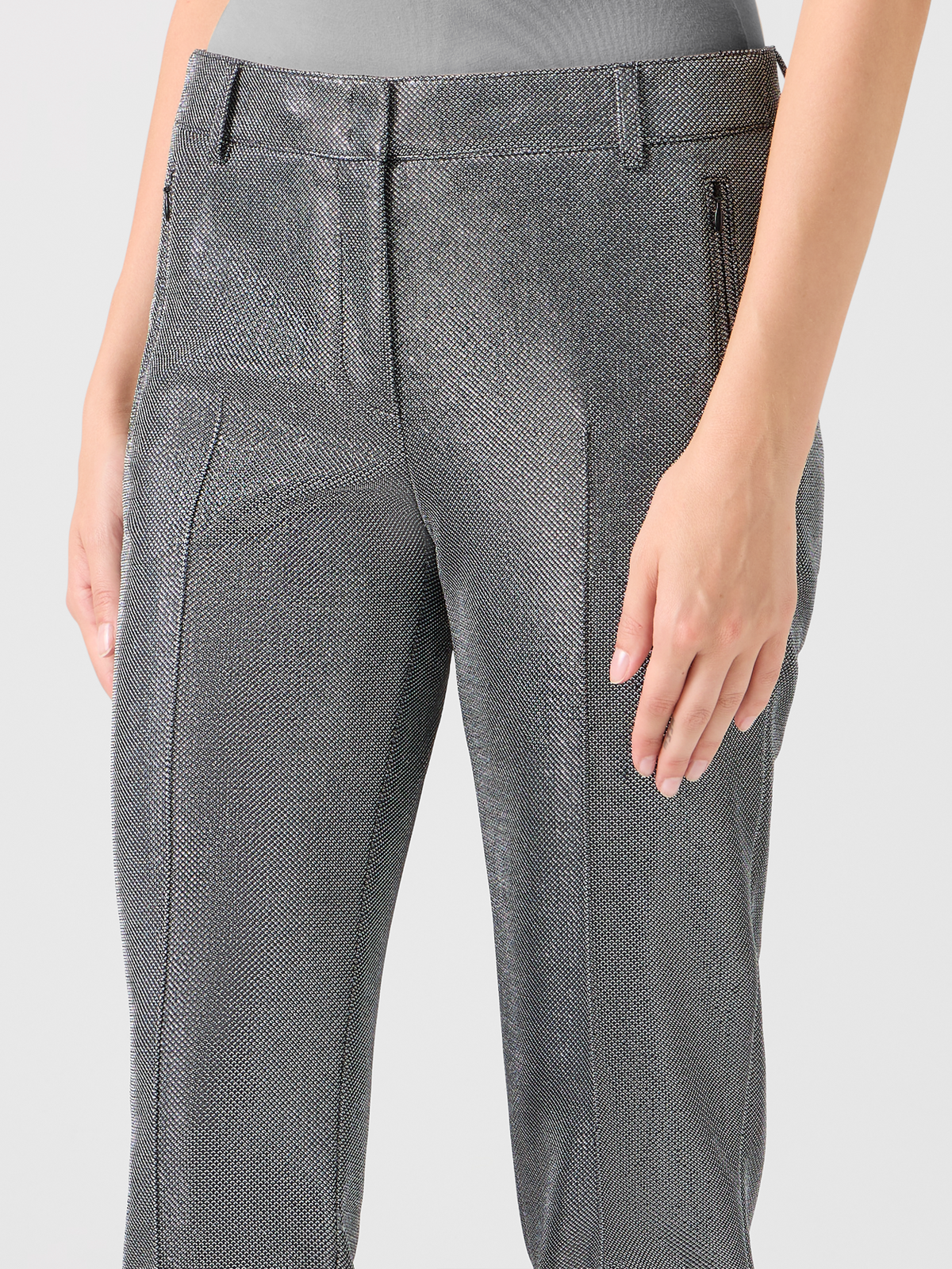 Designer Metallic Birdseye Jersey Pants - grey #editorial