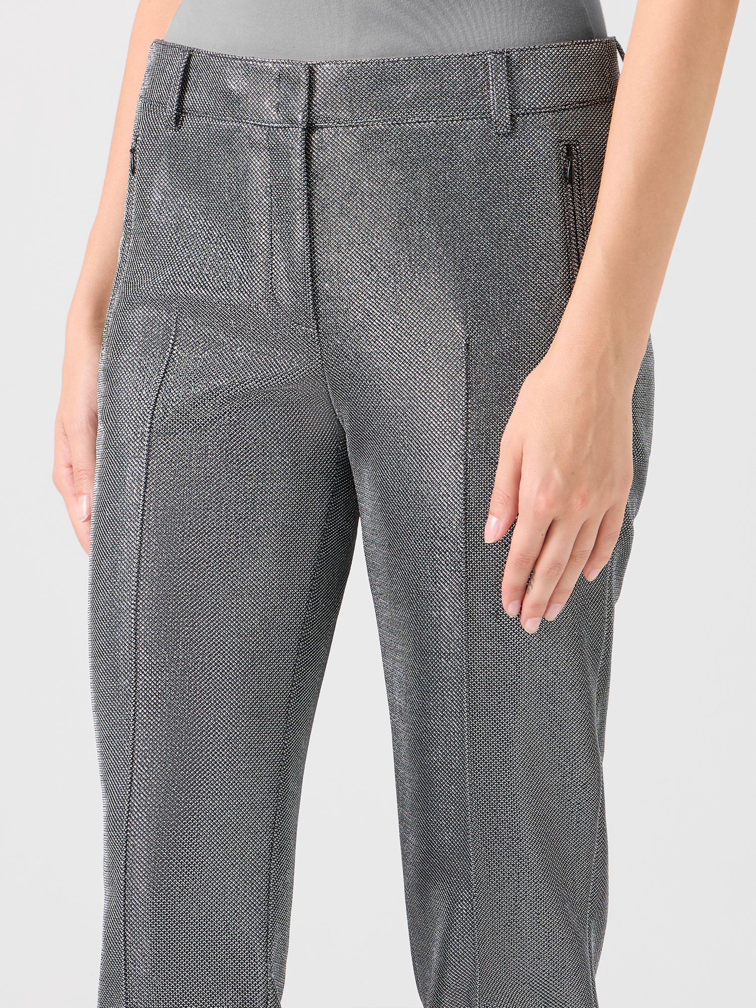 Designer Metallic Birdseye Jersey Pants - grey 
