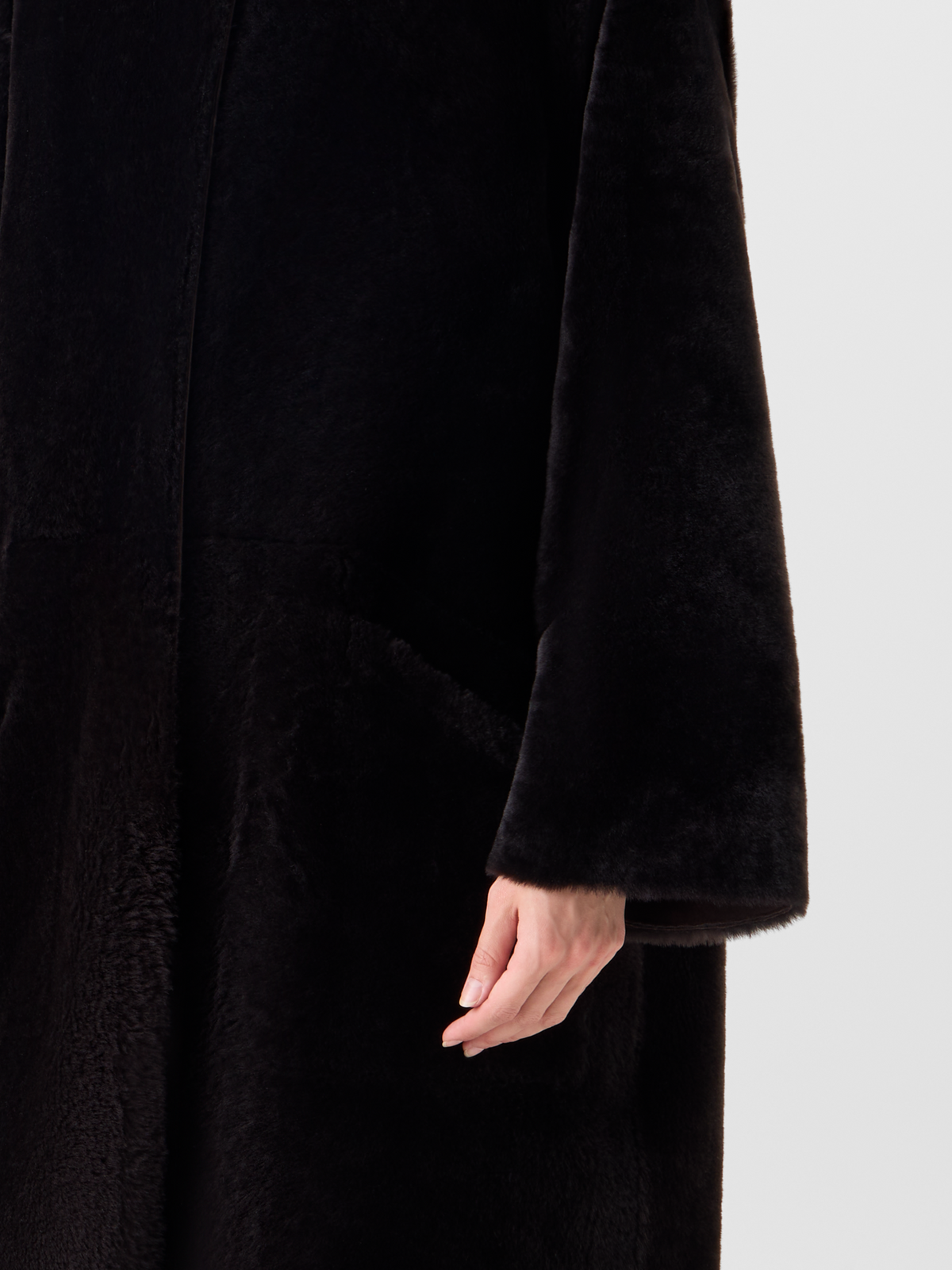 Designer Reversible Oversize Hooded Shearling Coat - brown #editorial