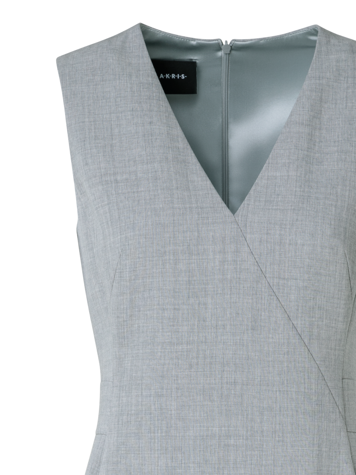 Designer Sleeveless Wool Double-Face Sheath Dress - grey