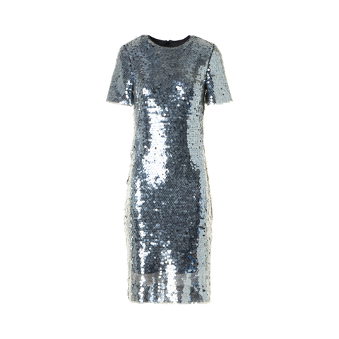 Lucid Sequin Embroidered Tulle Sheath Dress