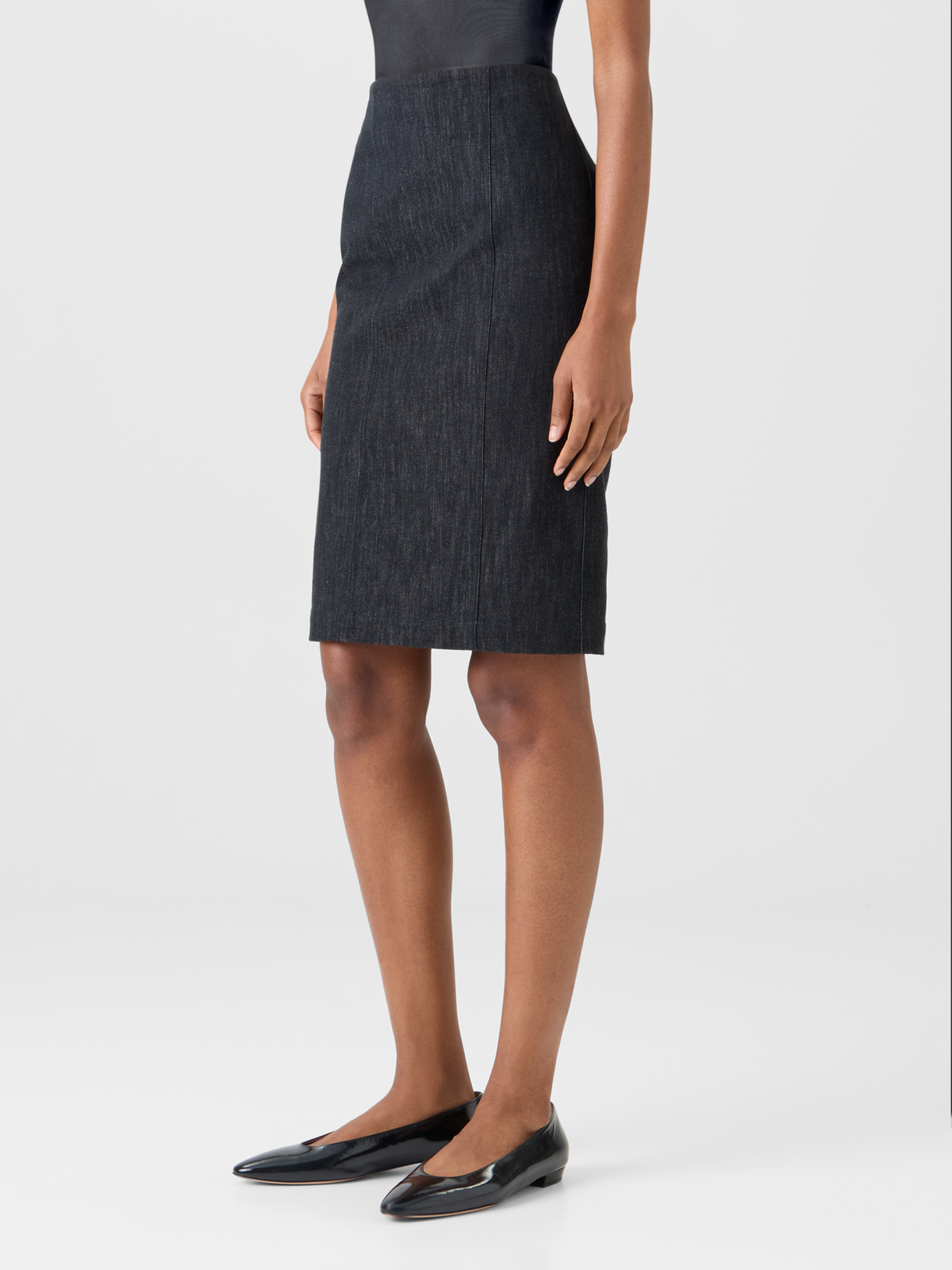 Designer Denim Pencil Skirt - black #editorial