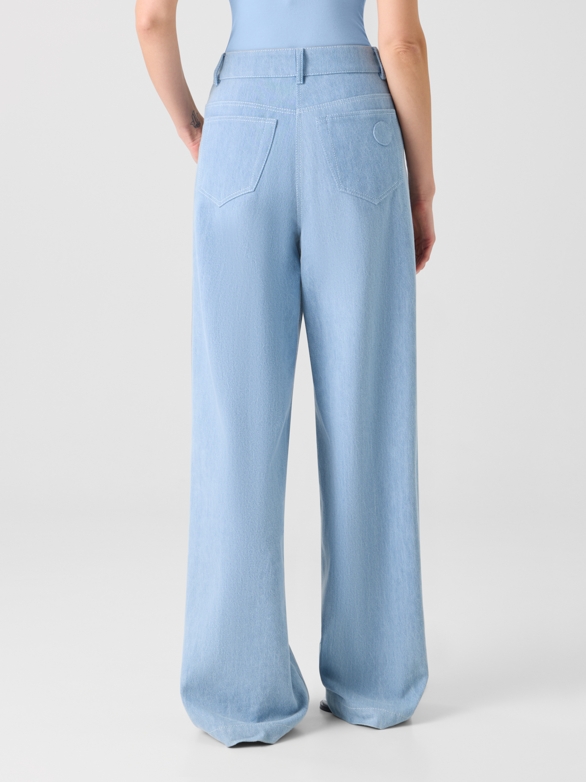 Designer Cooper Wide Leg Stretch Cotton Denim Pants - blue #editorial