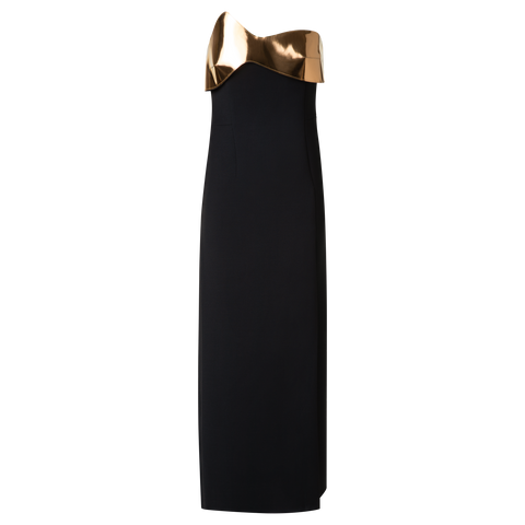 Midi Cocktail Dress with Gold Leather Highlight
