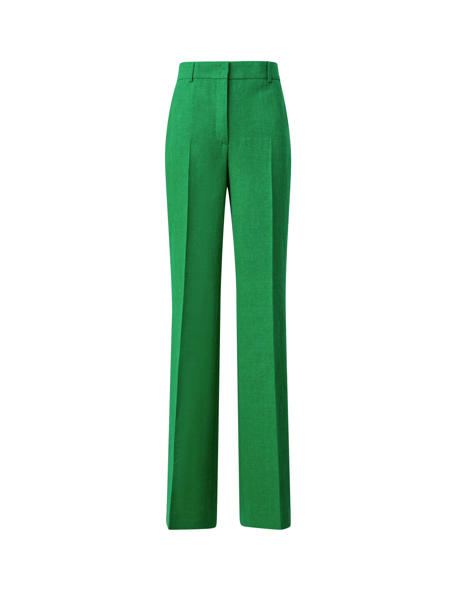 Designer Wide Straight Linen Wool Double-Face Pants - green