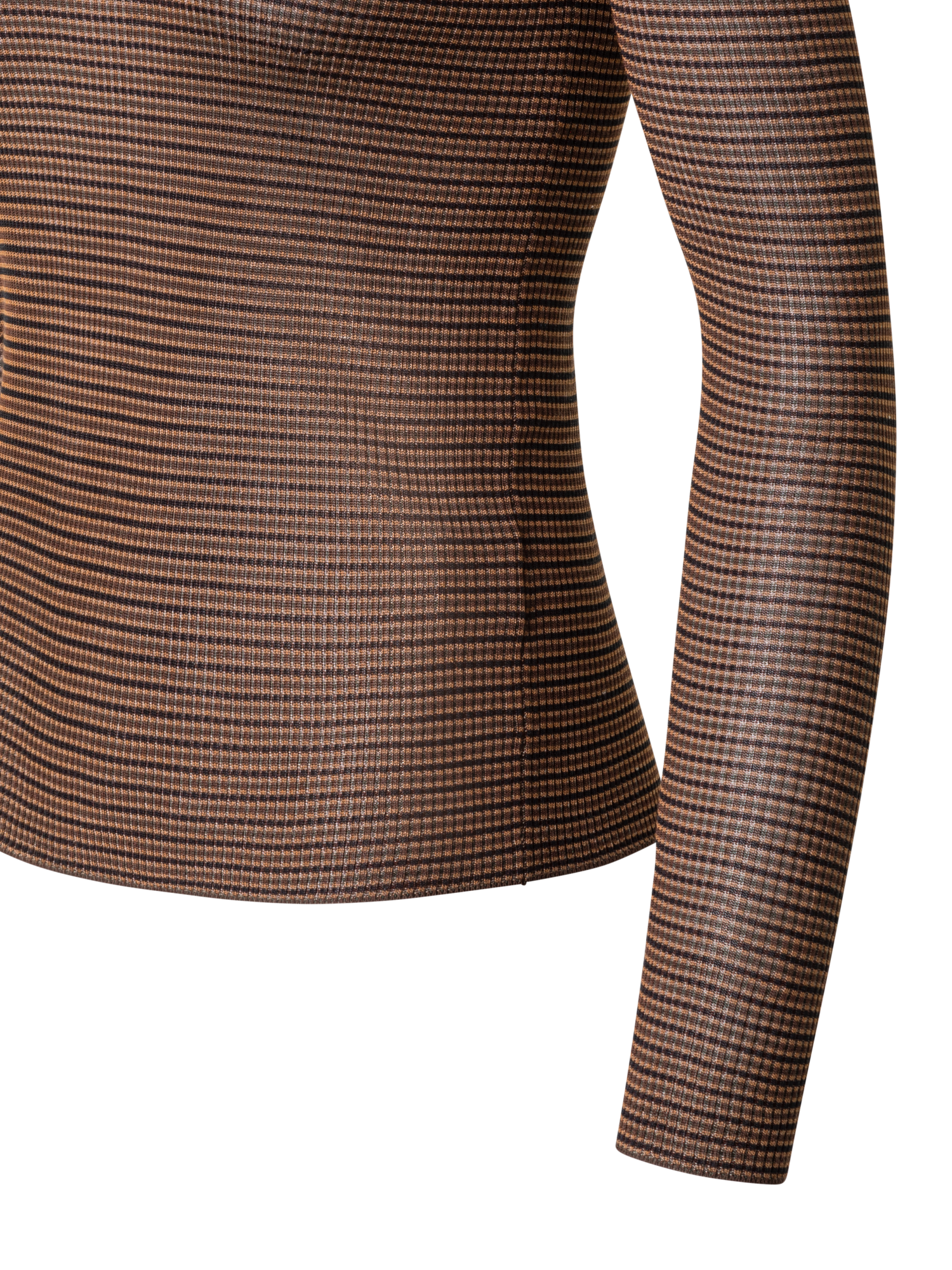 Designer Fitted Silk Sweater with Stripes - brown - beige