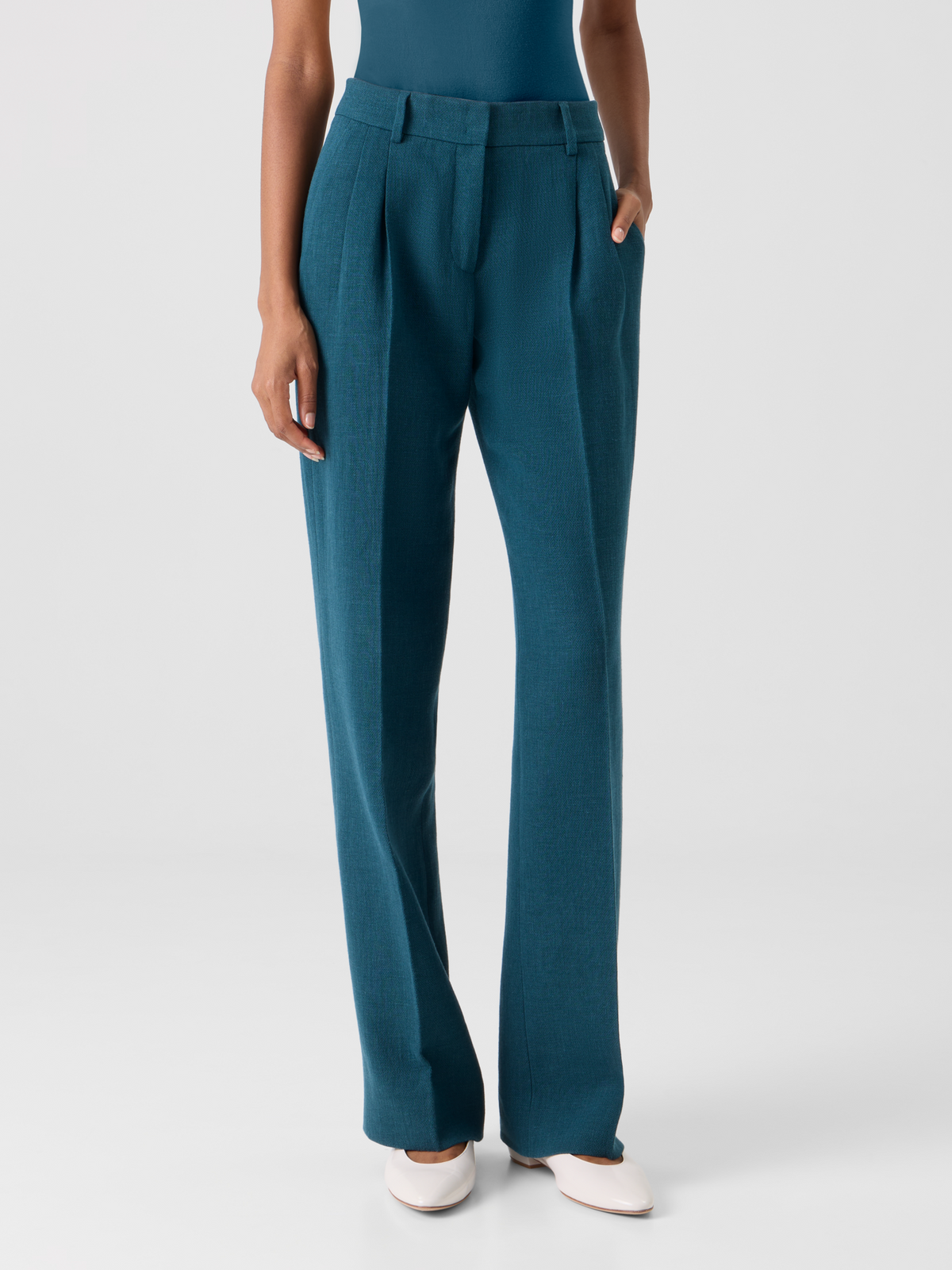 Designer Fabri Straight Pleated Pants - green #editorial