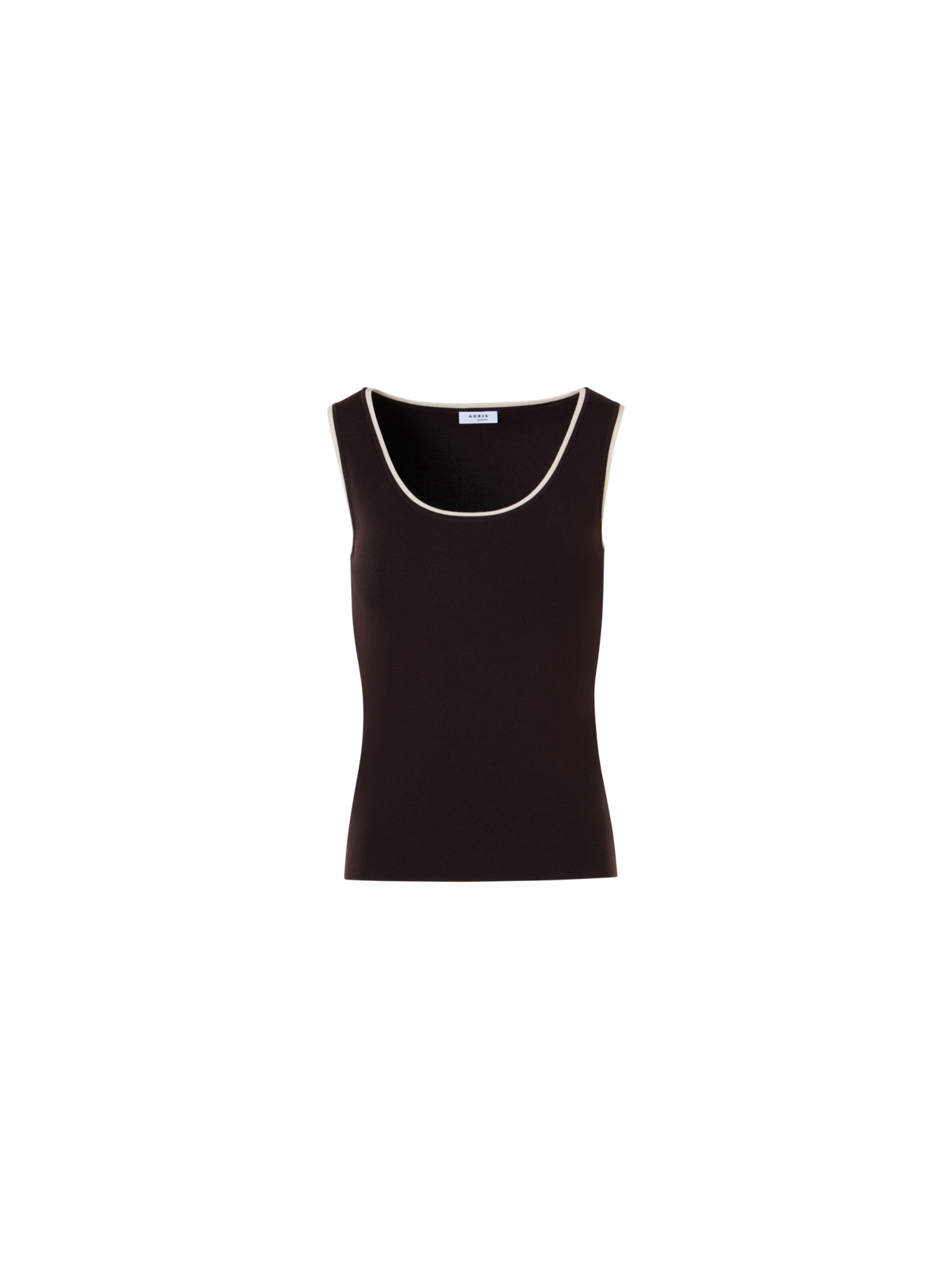 Designer Knit Tank with Contrast Piping - brown
