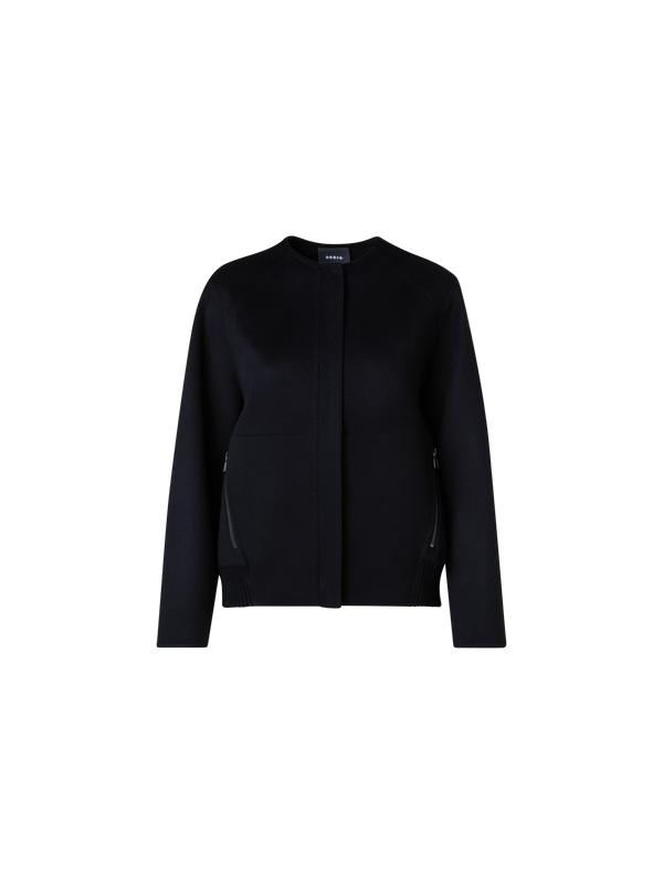 Designer Cashmere Double-Face Bomber Jacket - black