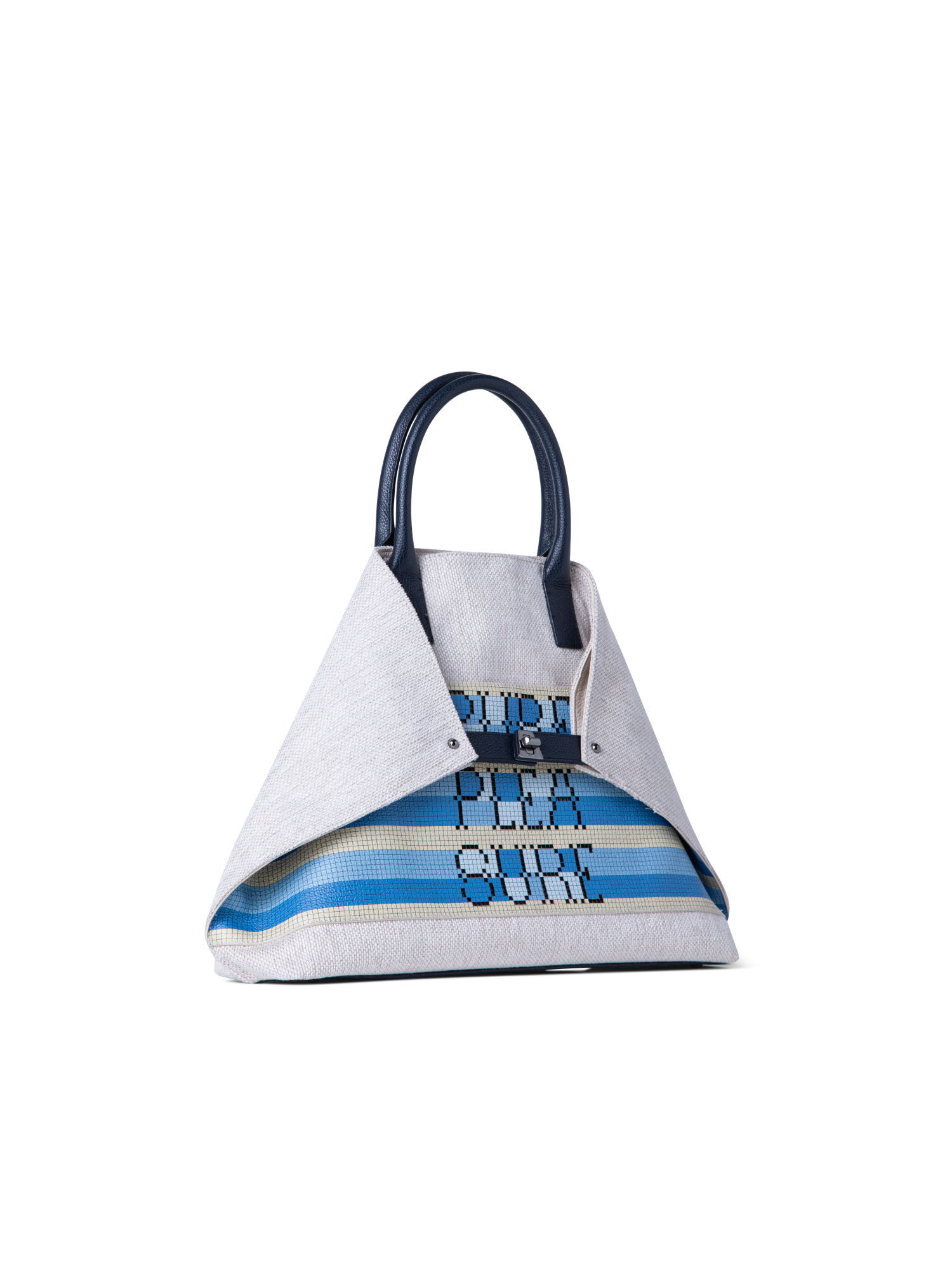Designer Ai Medium Top Handle Tote - grey - multicolor - blue