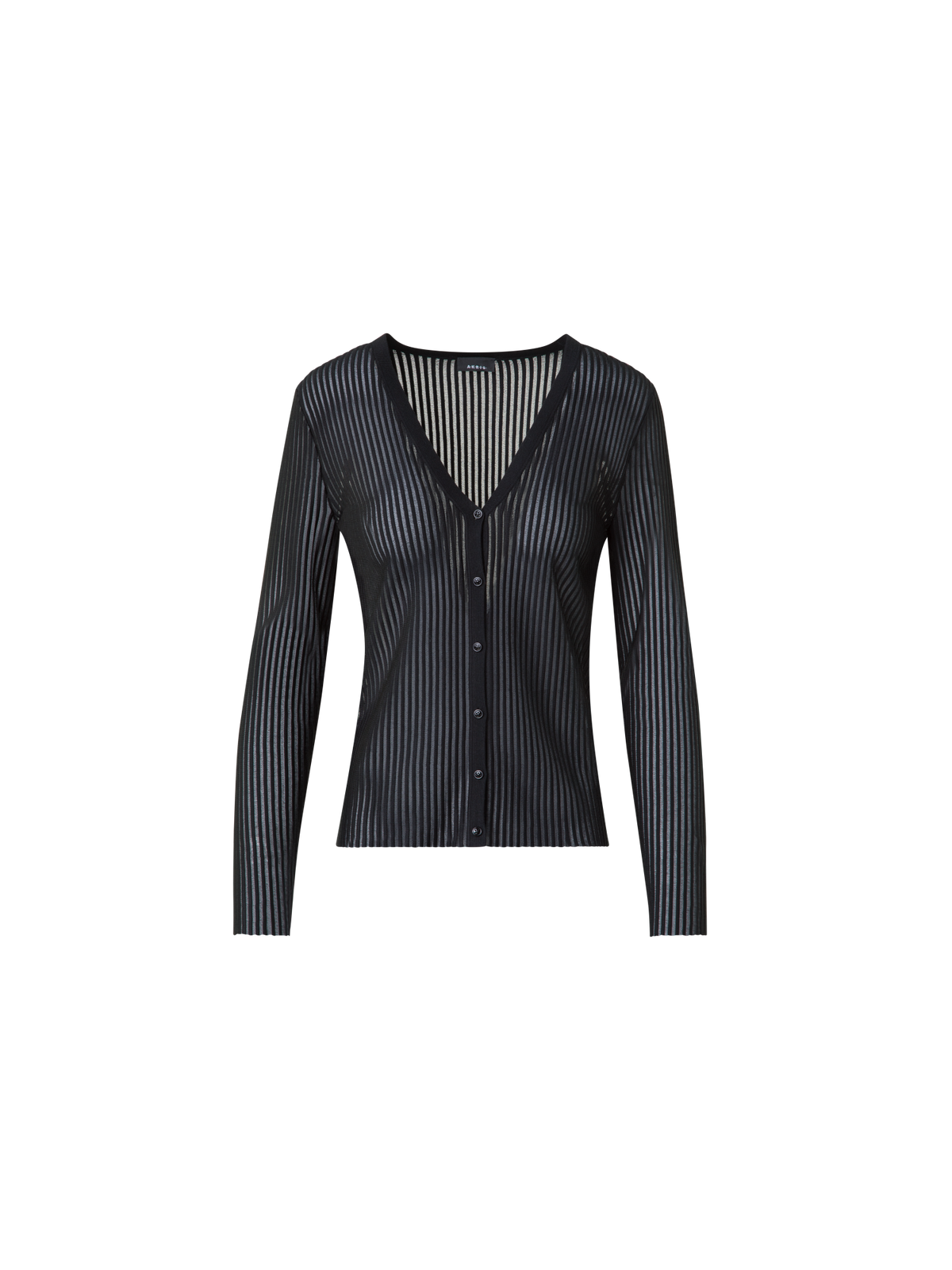 Designer Semi-Sheer Cardigan in Silk Cotton Knit - black - neutral