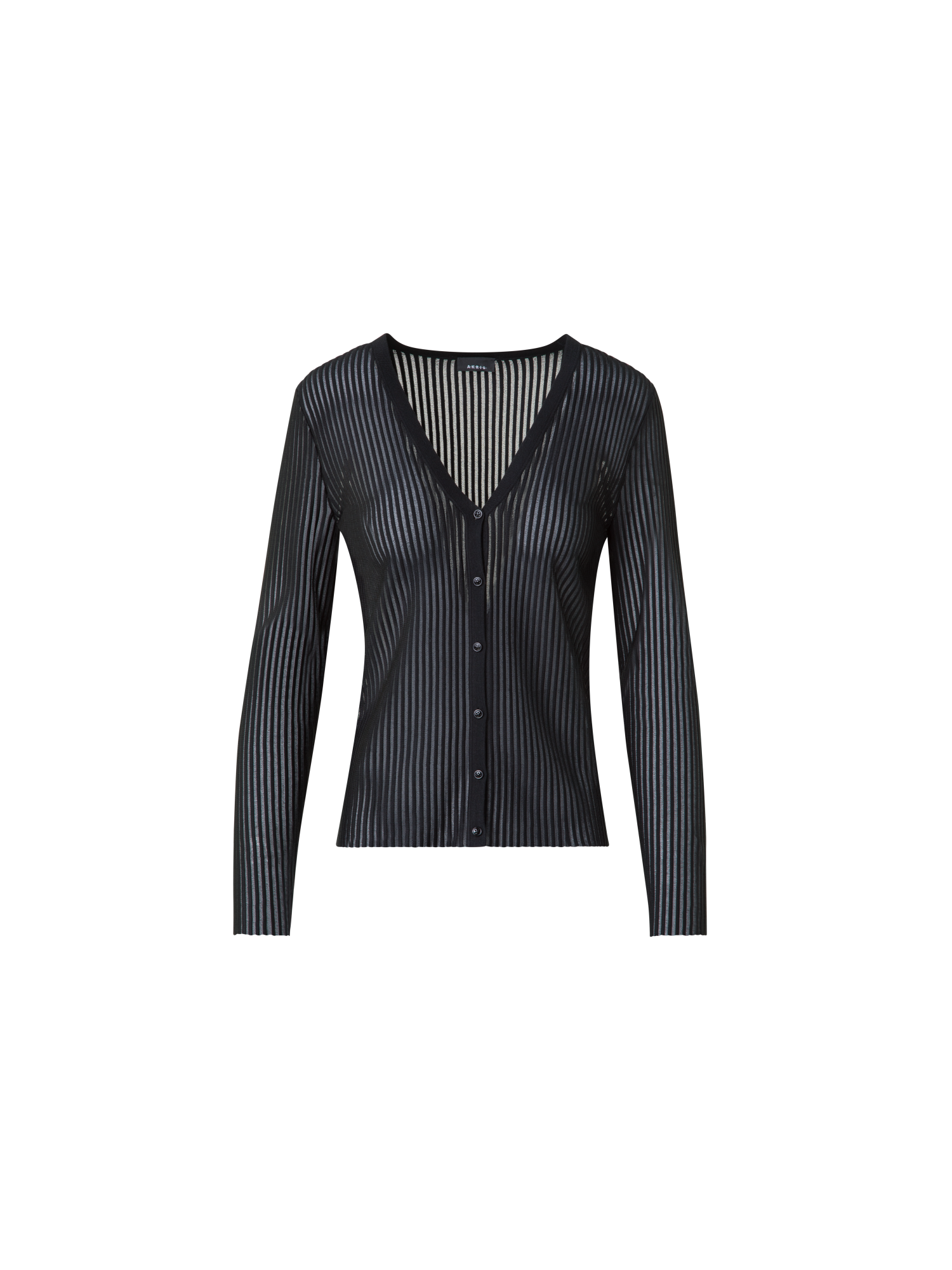 Designer Semi-Sheer Cardigan in Silk Cotton Knit - black - neutral