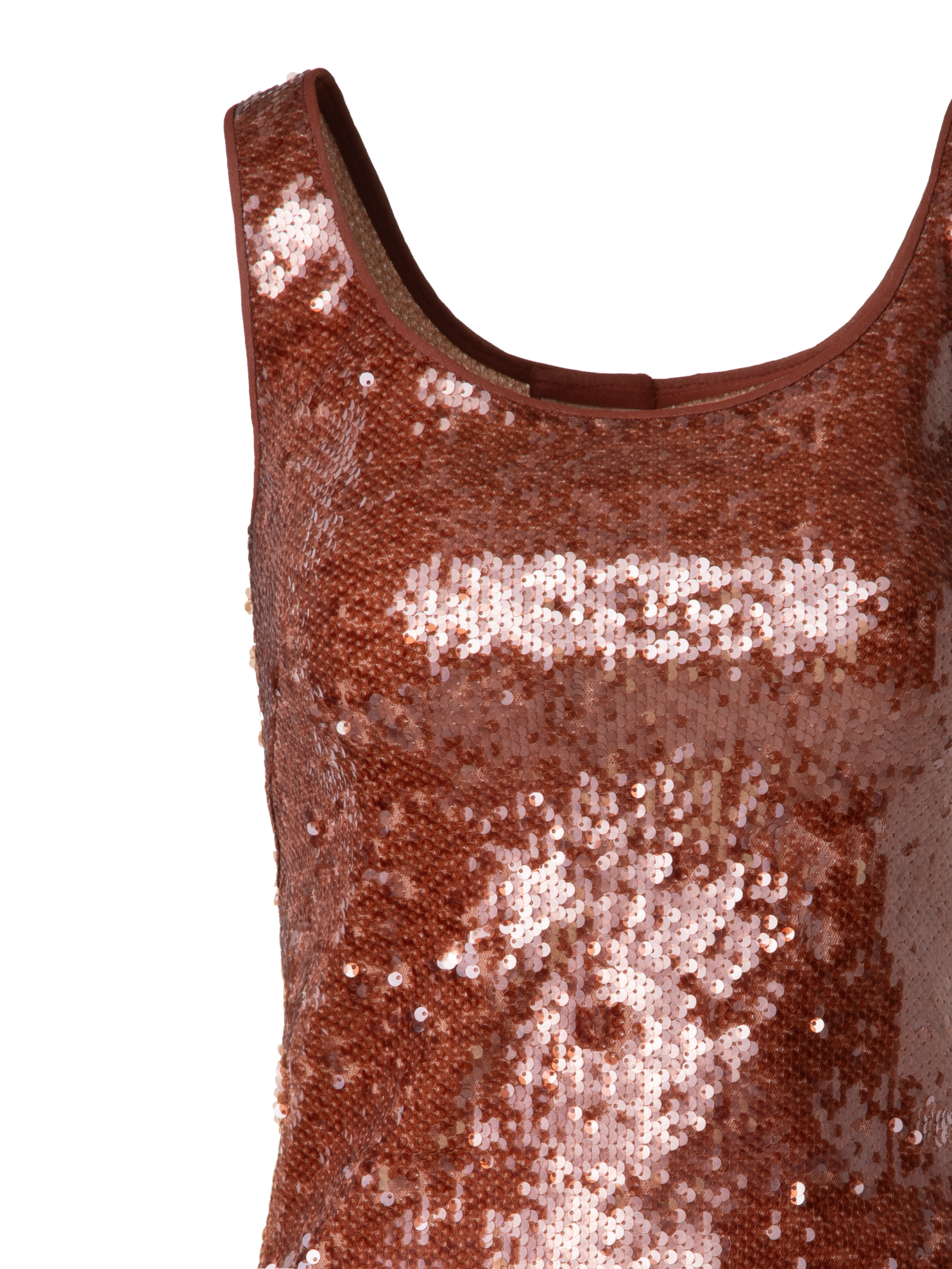 Designer Sleeveless Top with Sequins Allover - brown