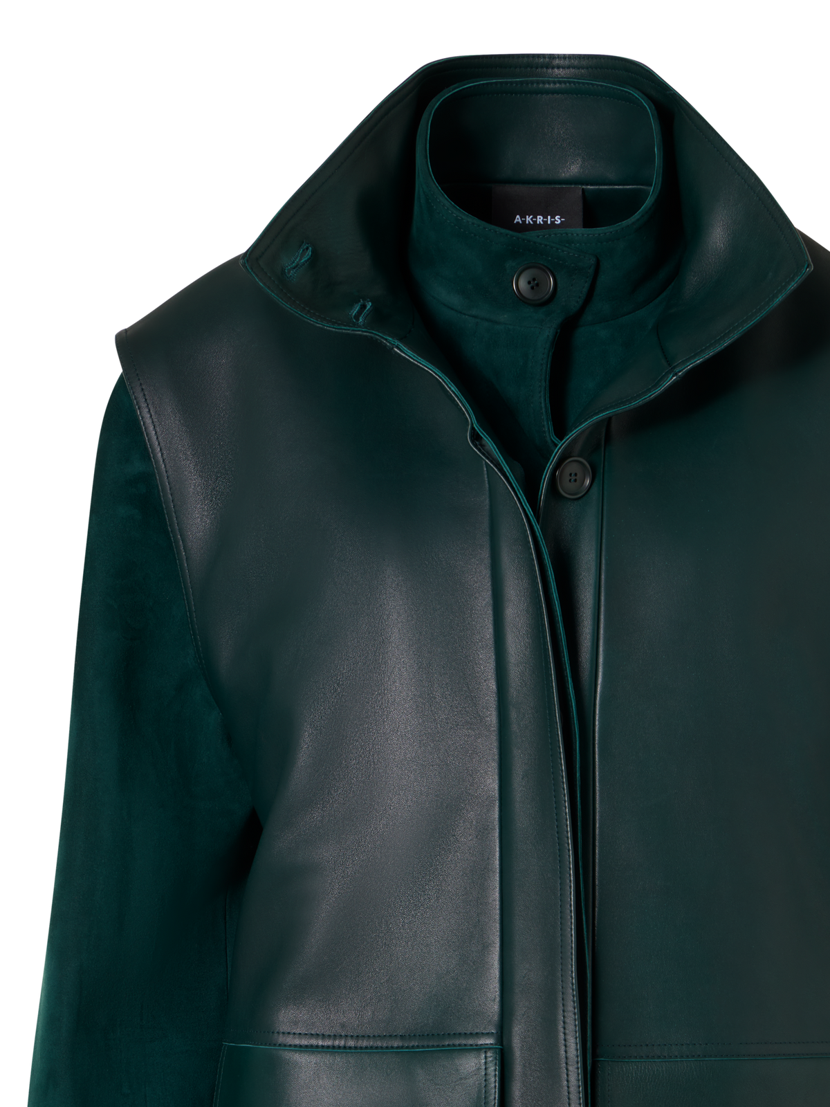 Designer Suede Blouson with Nappa Leather Gilet - green
