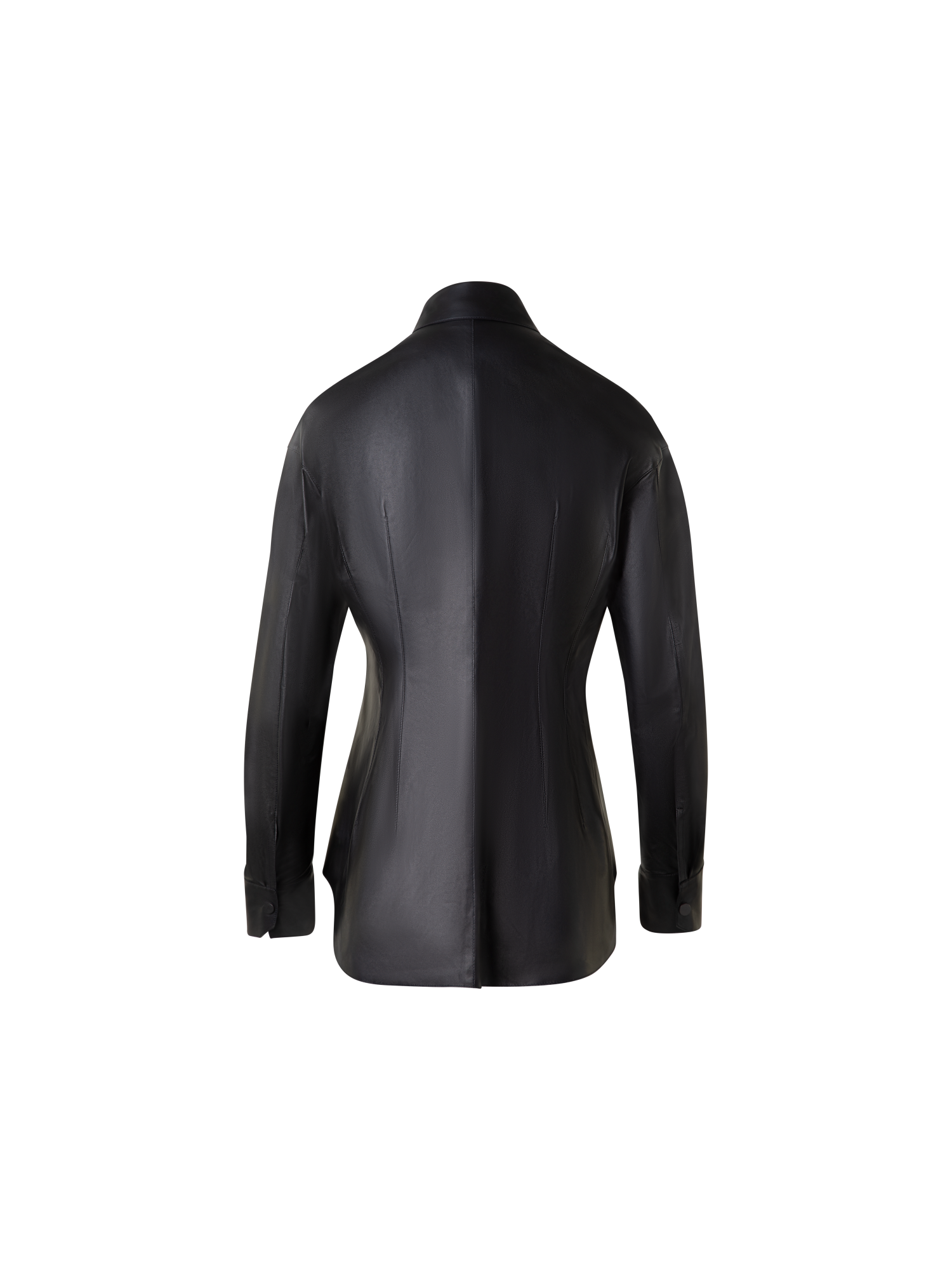 Designer Fitted Leather Blouse - black