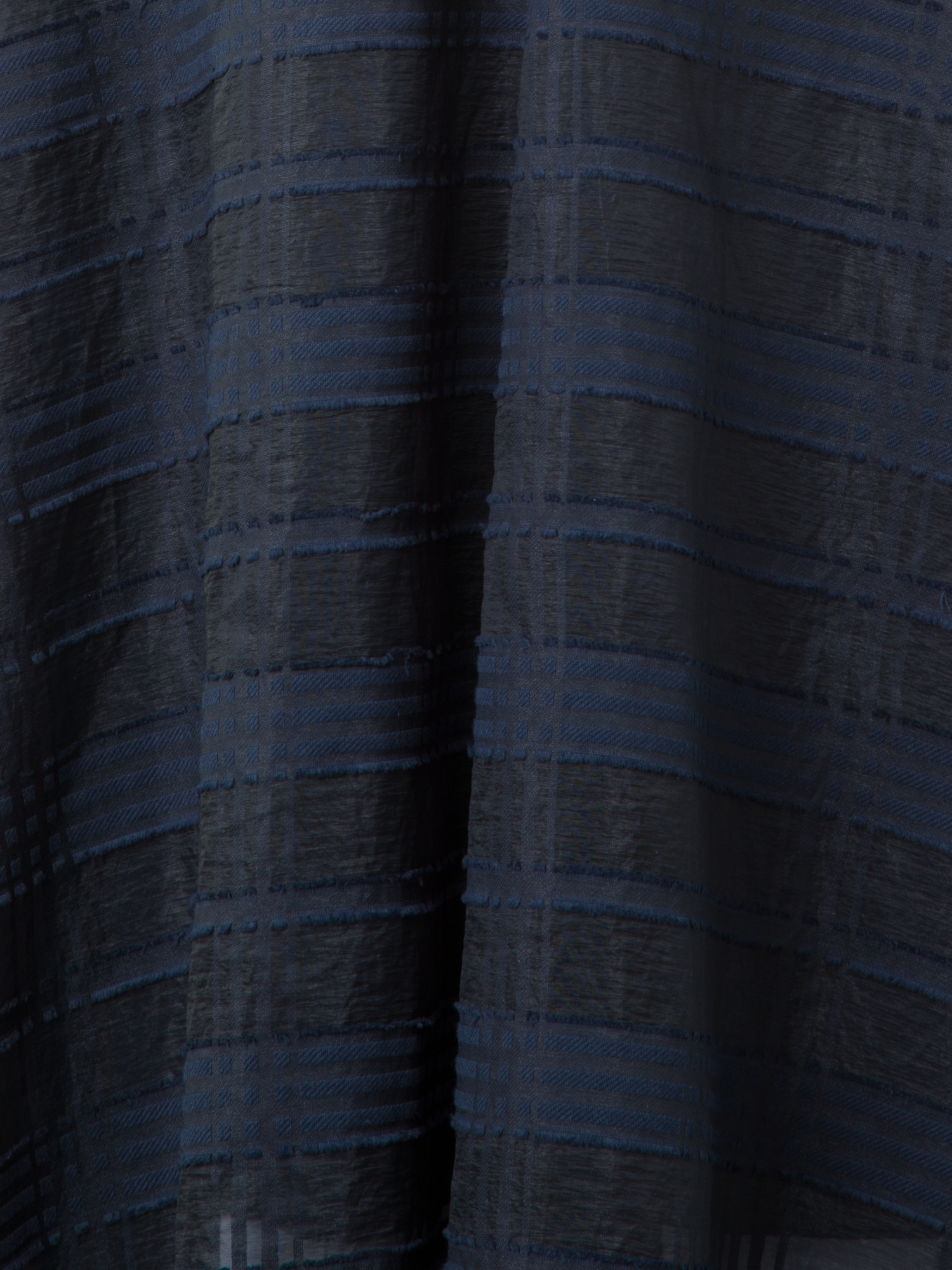 Designer Plaid Fit and Flare Midi Dress - neutral - navy - blue