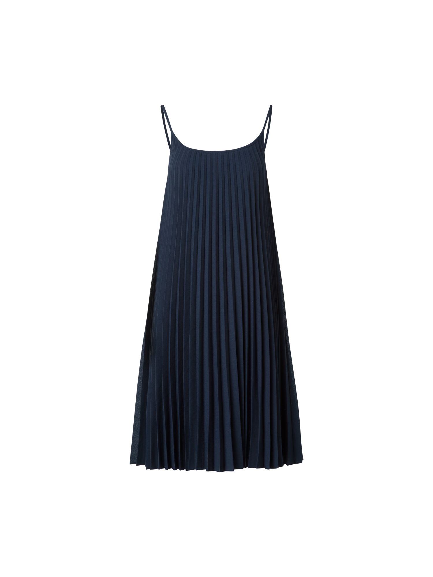 Designer A-Line Plissee Dress in Knee Length - neutral - navy - blue