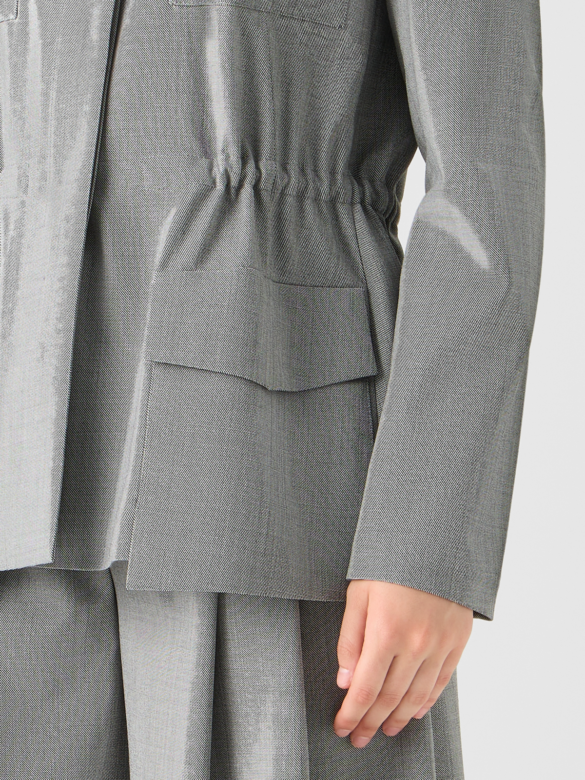 Designer Safari Jacket in Wool Stretch Fil-a-Fil - grey #editorial