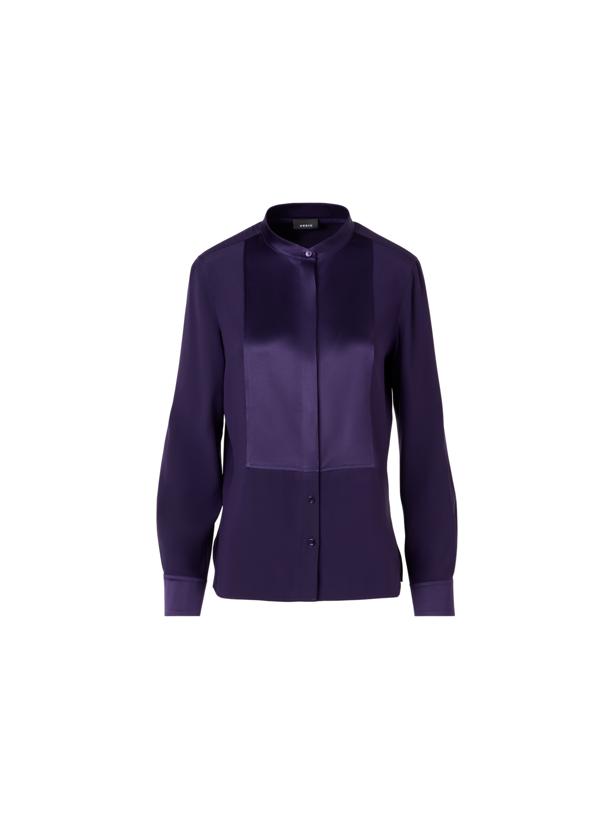 Designer Long-Sleeve Stretch-Silk Blouse - purple