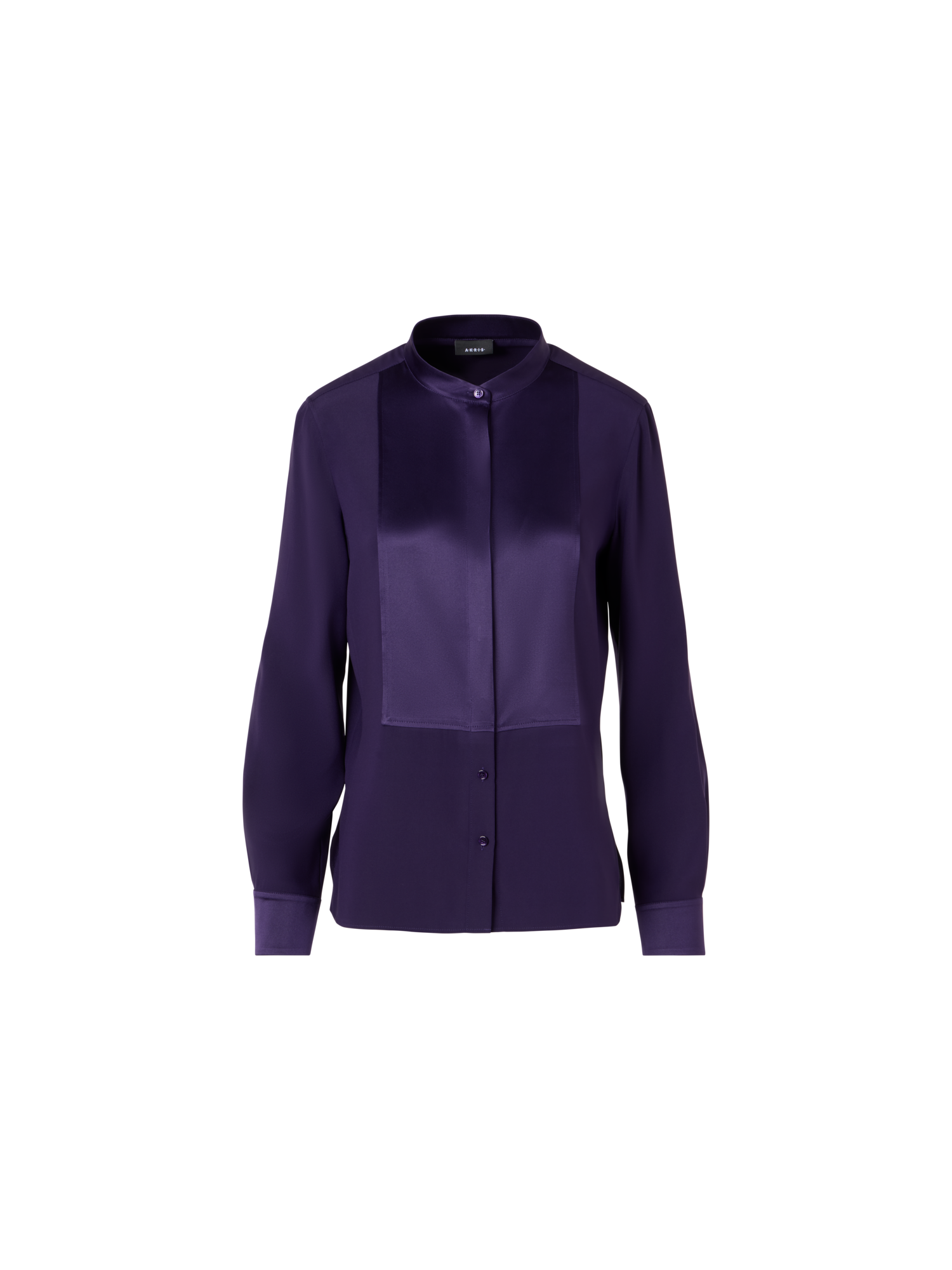 Designer Long-Sleeve Stretch-Silk Blouse - purple