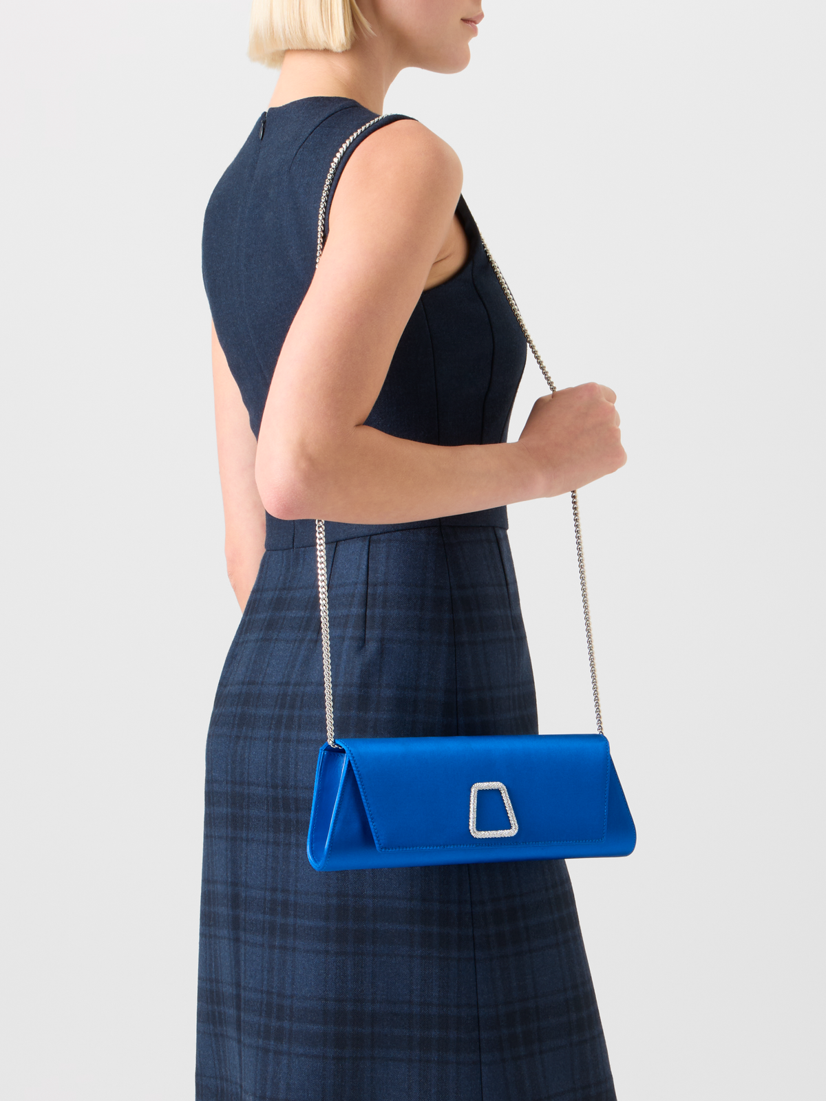 Designer Anouk Small Trapezoid Clutch - blue #editorial