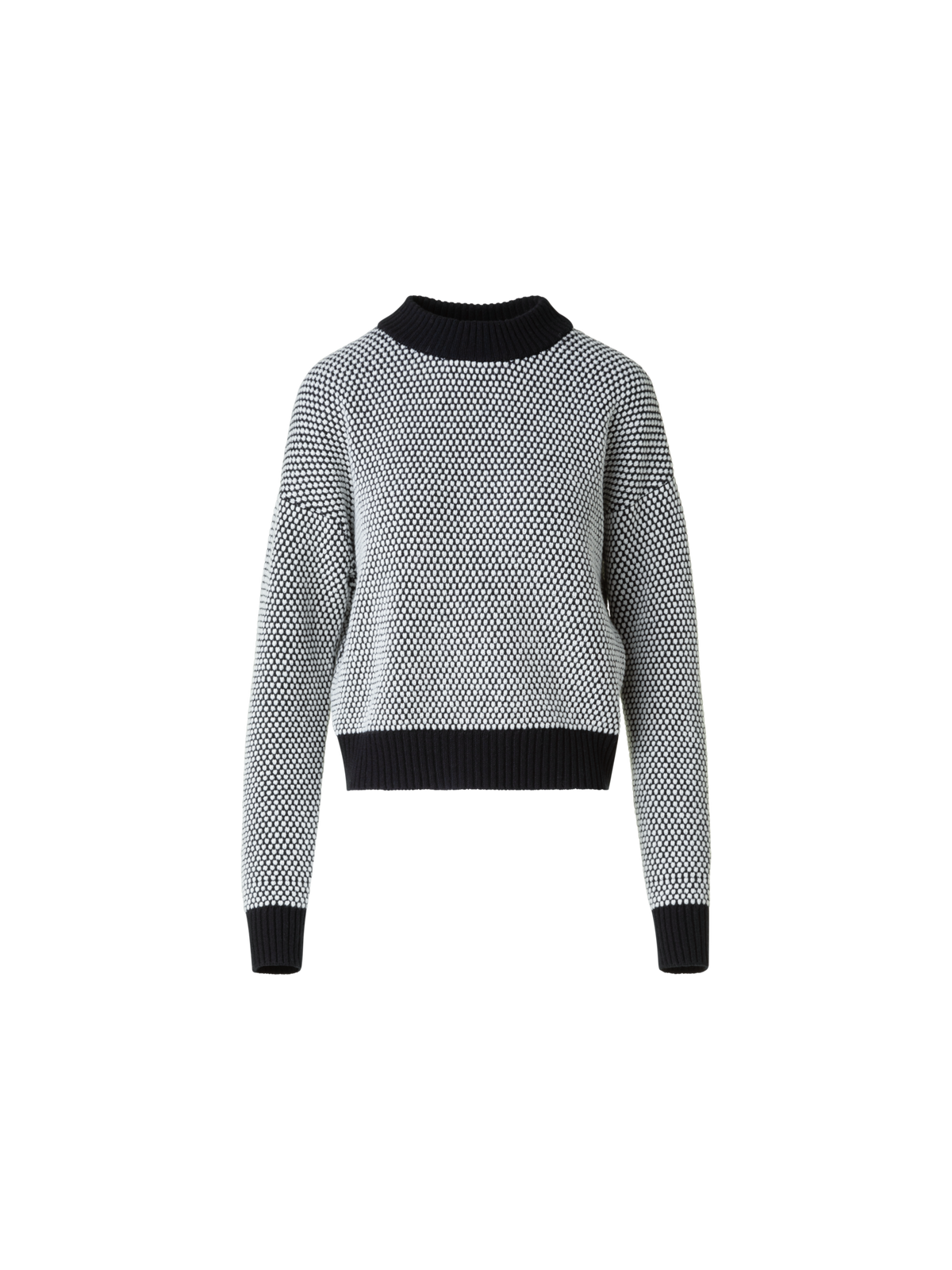Designer Wool Cashmere 3D Dot Jacquard Knit Sweater - black - neutral - grey - multicolor
