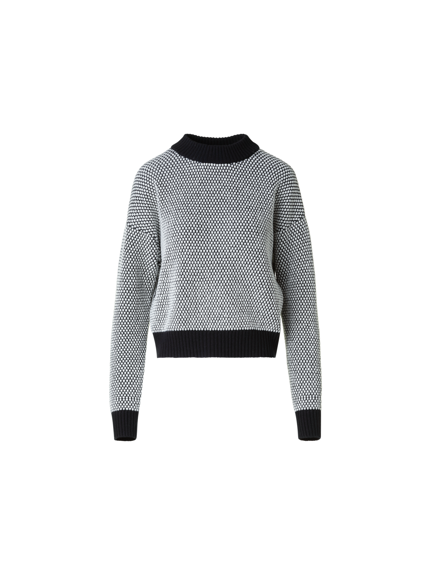 Designer Wool Cashmere 3D Dot Jacquard Knit Sweater - black - neutral - grey - multicolor