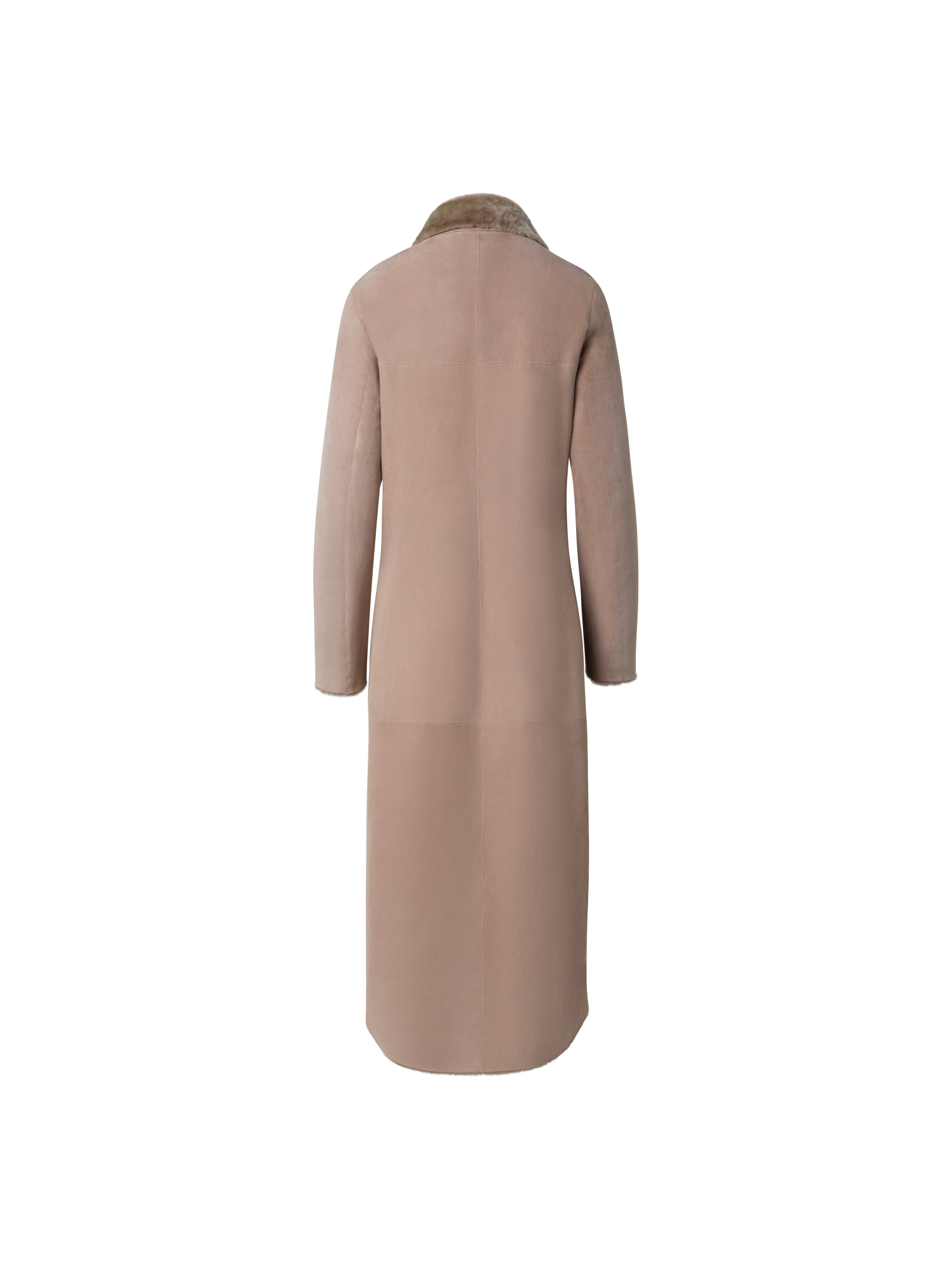 Designer Long Lamb Shearling Coat - beige