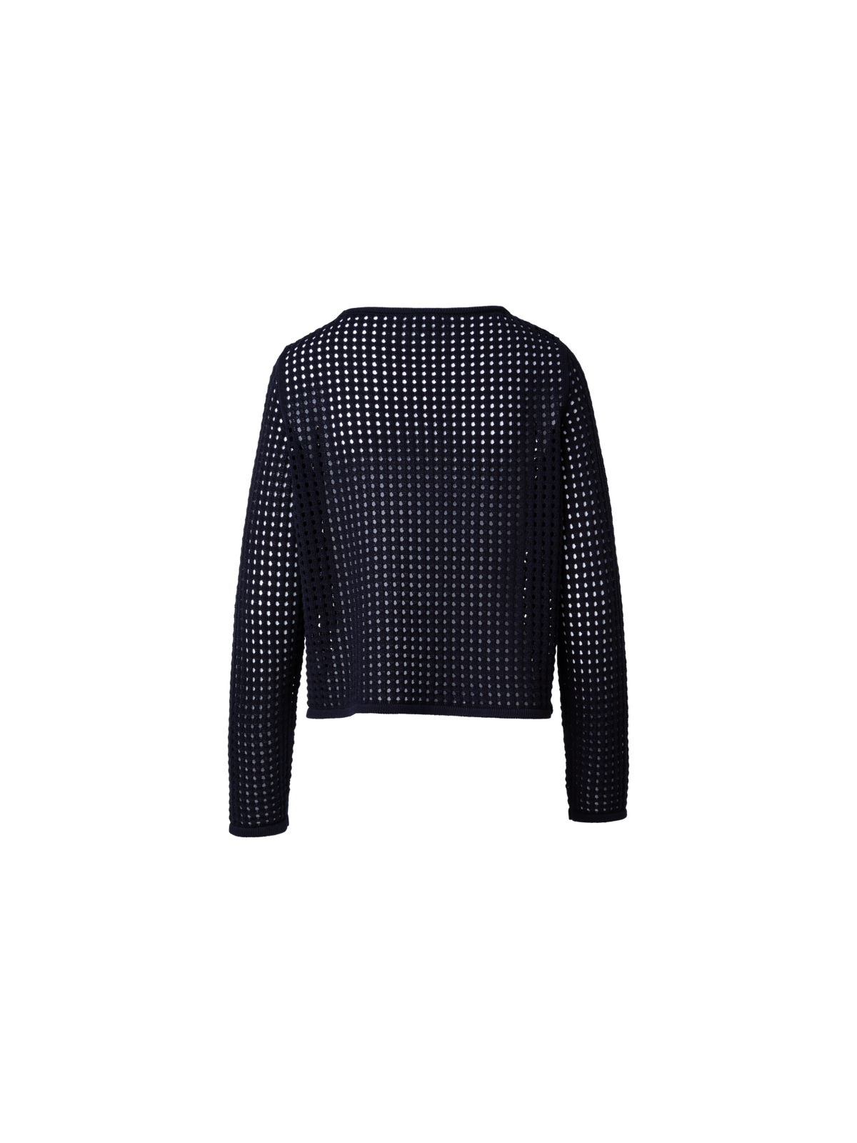 Designer Knit Sweater in Chunky Cotton Mesh - navy - blue
