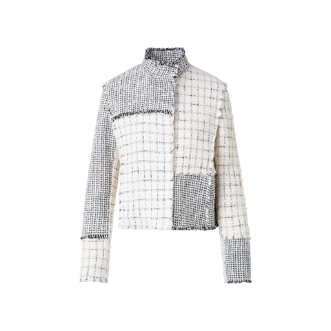 Kurze Patchwork-Tweed-Jacke