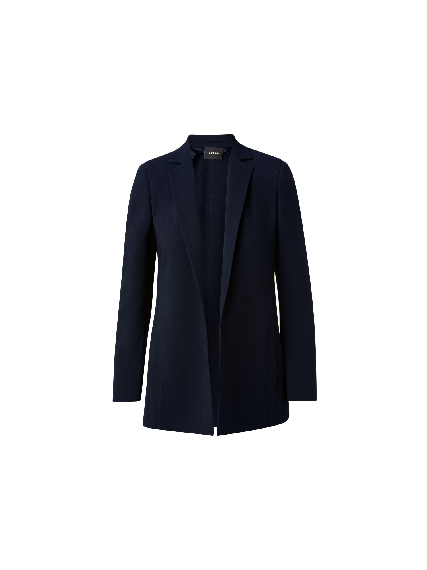 Designer Wool Double-Face Blazer with Elongated Lapel - black - navy - blue