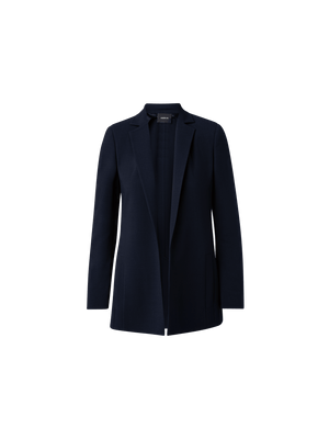 Designer Wool Double-Face Blazer with Elongated Lapel - black - navy - blue