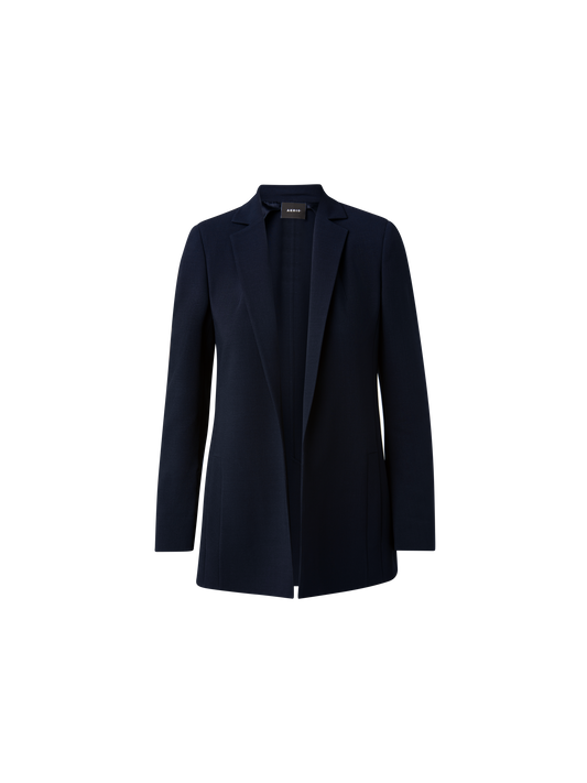 Designer Wool Double-Face Blazer with Elongated Lapel - black - navy - blue