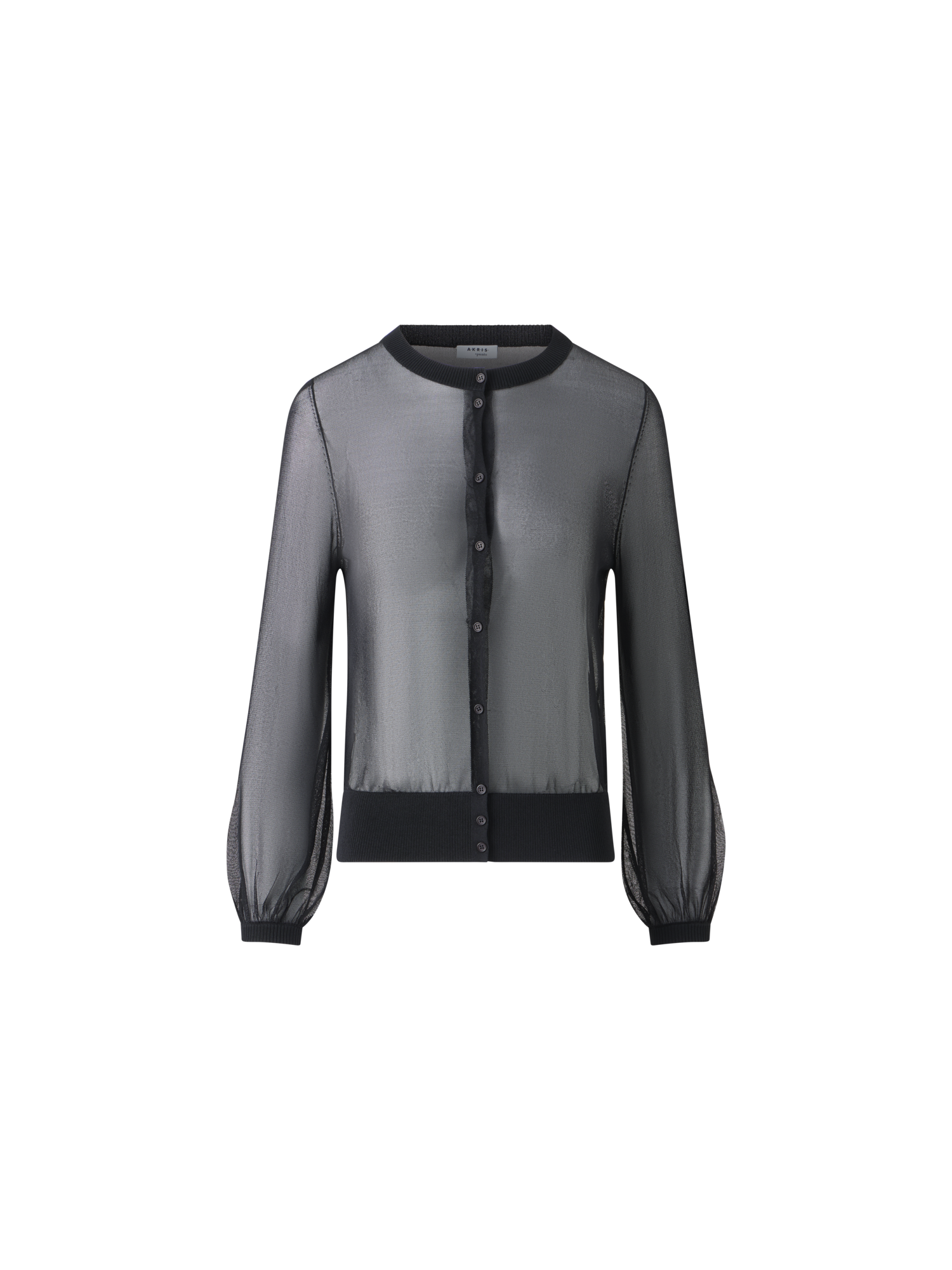 Designer Sheer Knit Cropped Cardigan - black