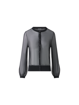 Designer Sheer Knit Cropped Cardigan - black