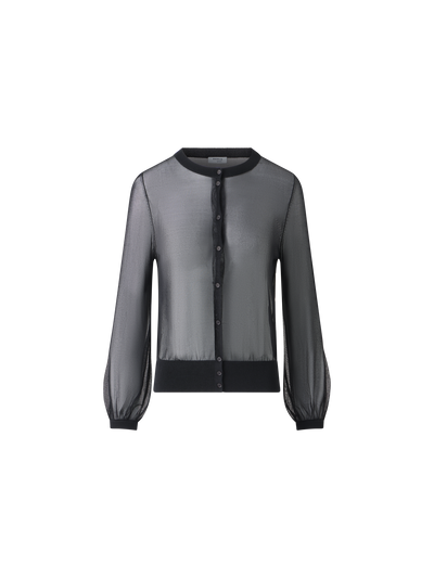 Designer Sheer Knit Cropped Cardigan - black