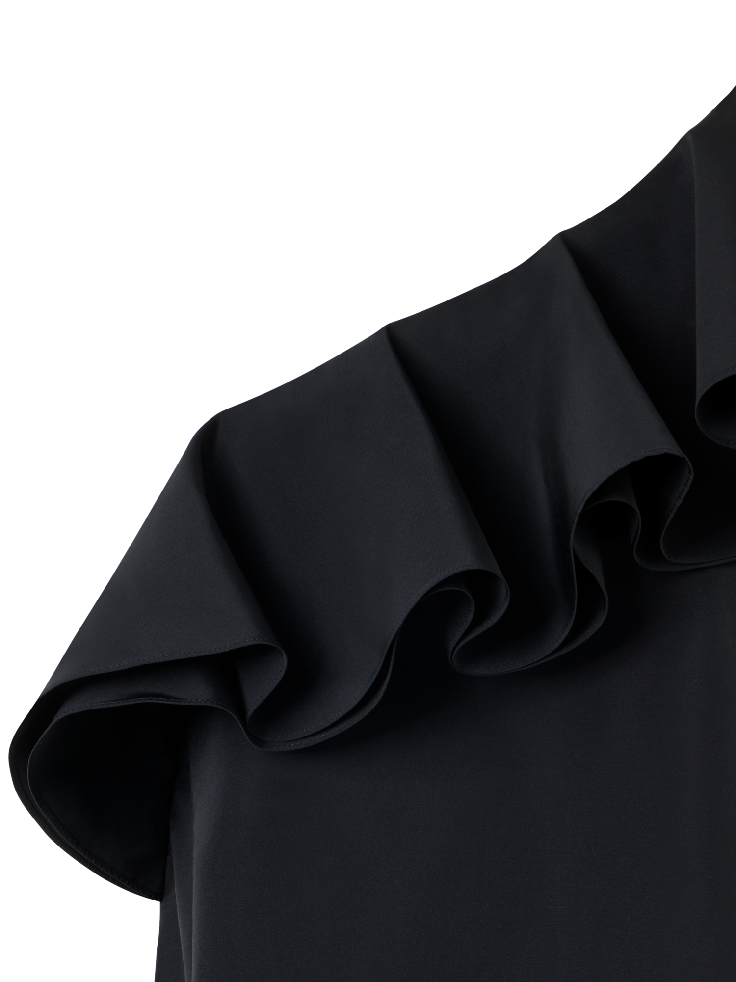 Designer Cotton-Blend Taffeta One-Shoulder Dress - black