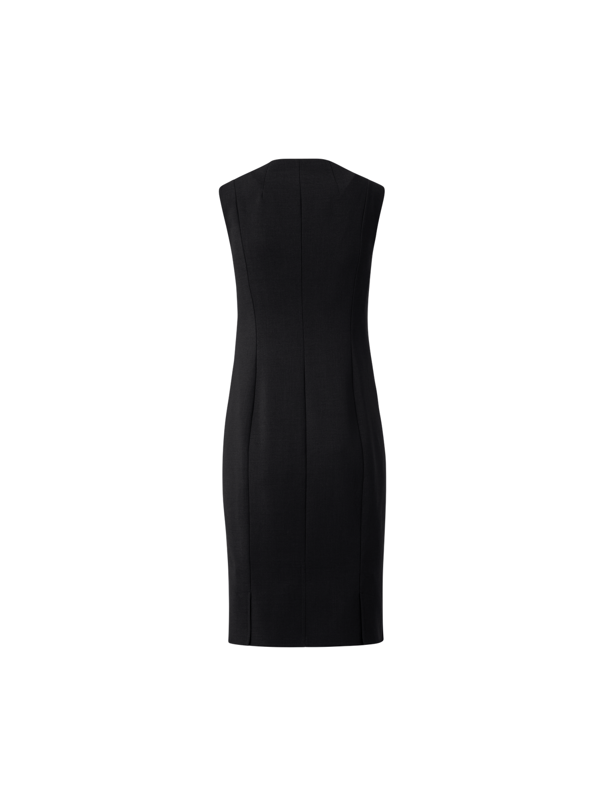 Designer Sleeveless Sheath Dress from Wool Double-Face - black