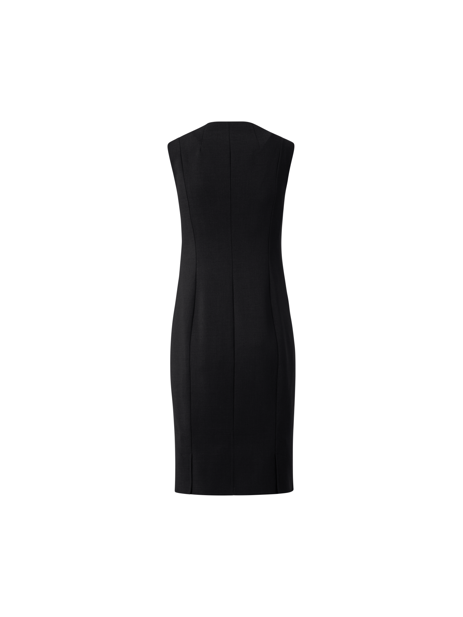 Designer Sleeveless Sheath Dress from Wool Double-Face - black