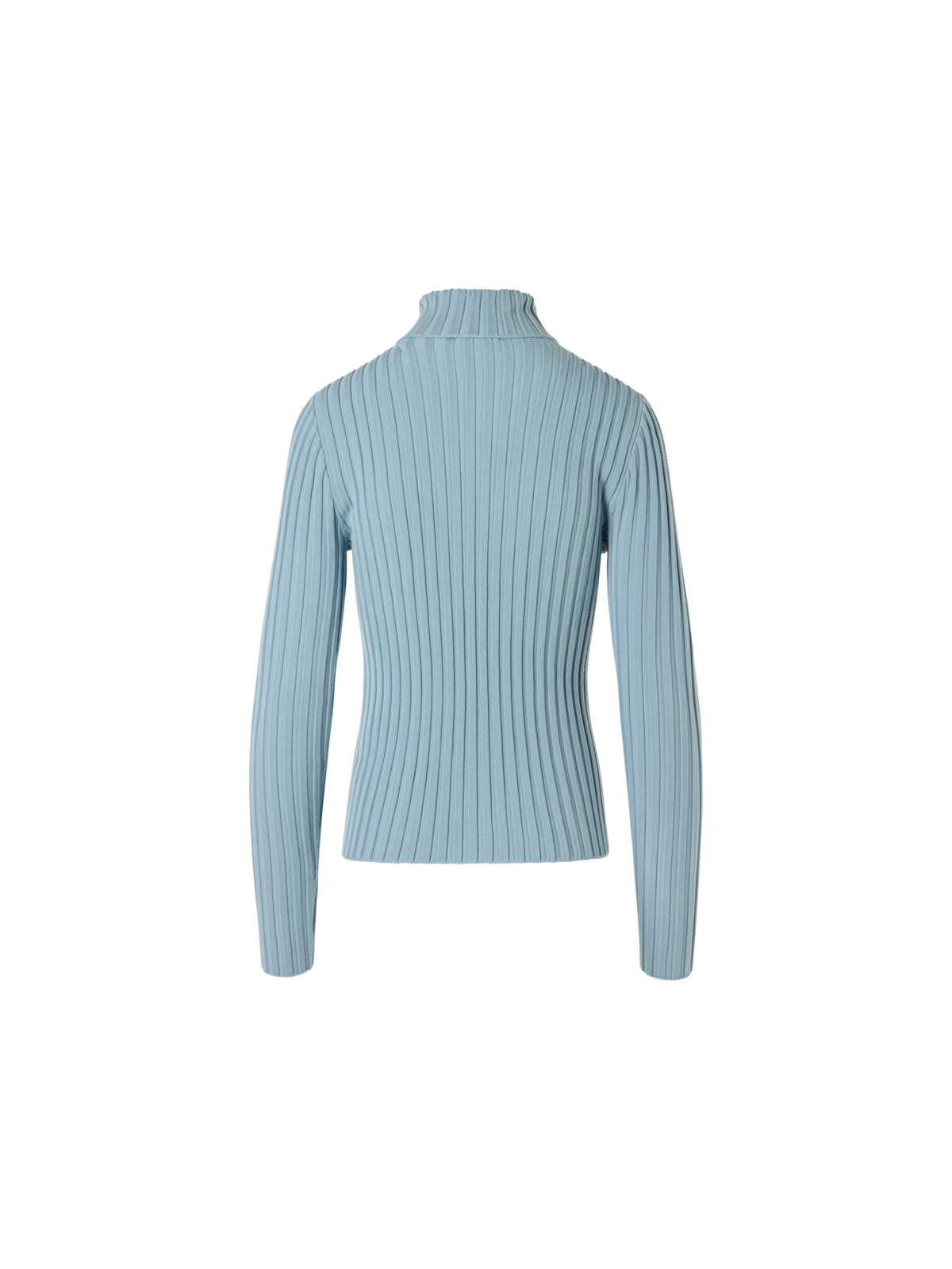 Designer Reversed Rib Merino Knit Turtleneck - blue