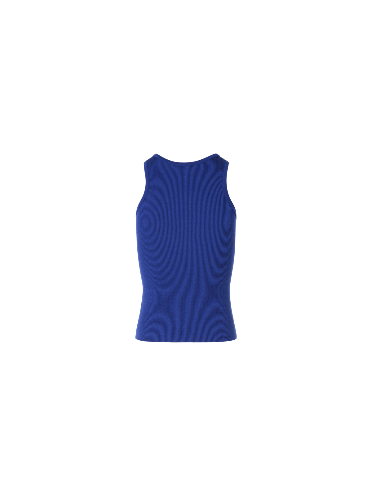 Designer Sleeveless Ribbed Silk Knit Top - blue