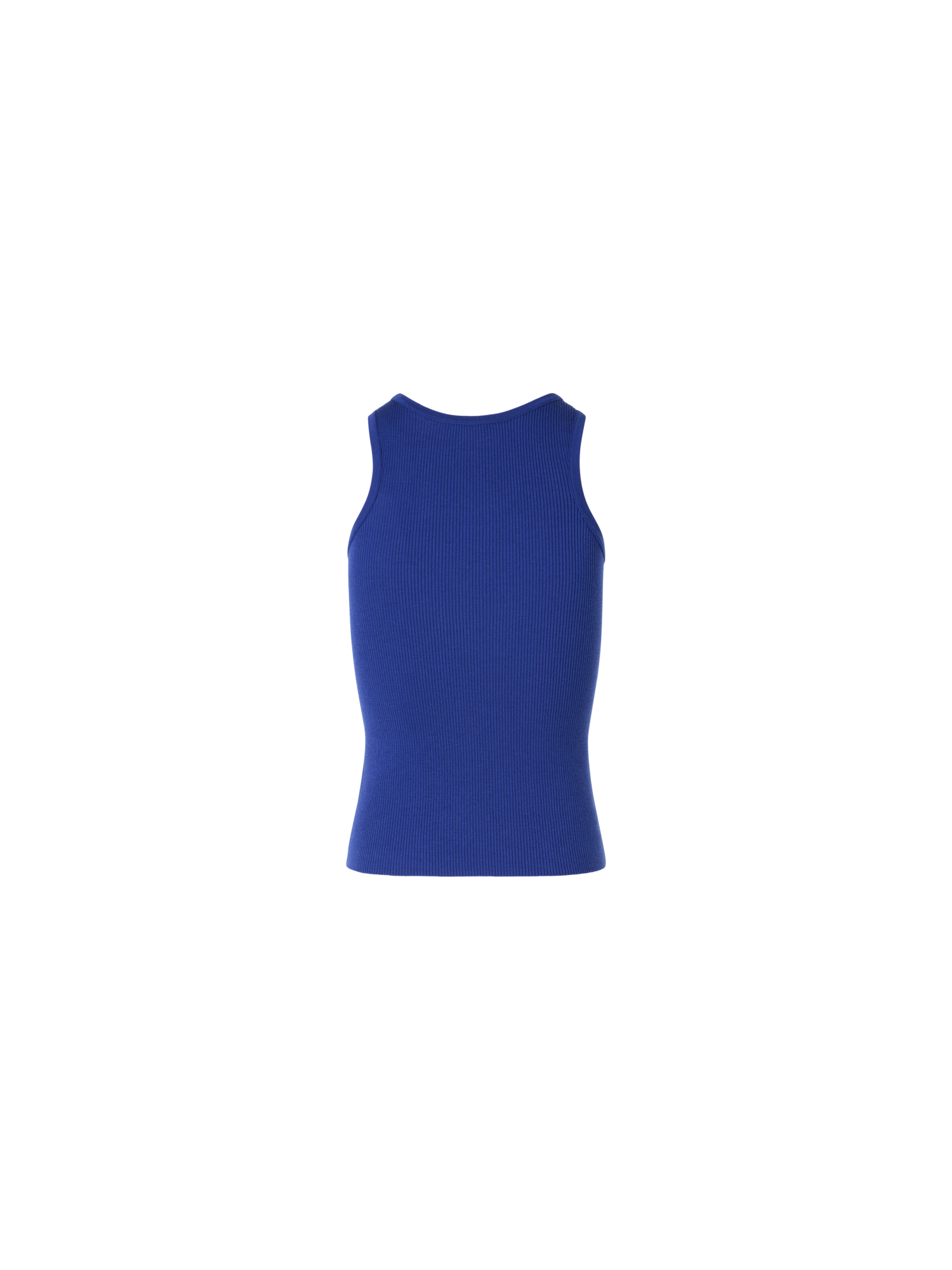 Designer Sleeveless Ribbed Silk Knit Top - blue