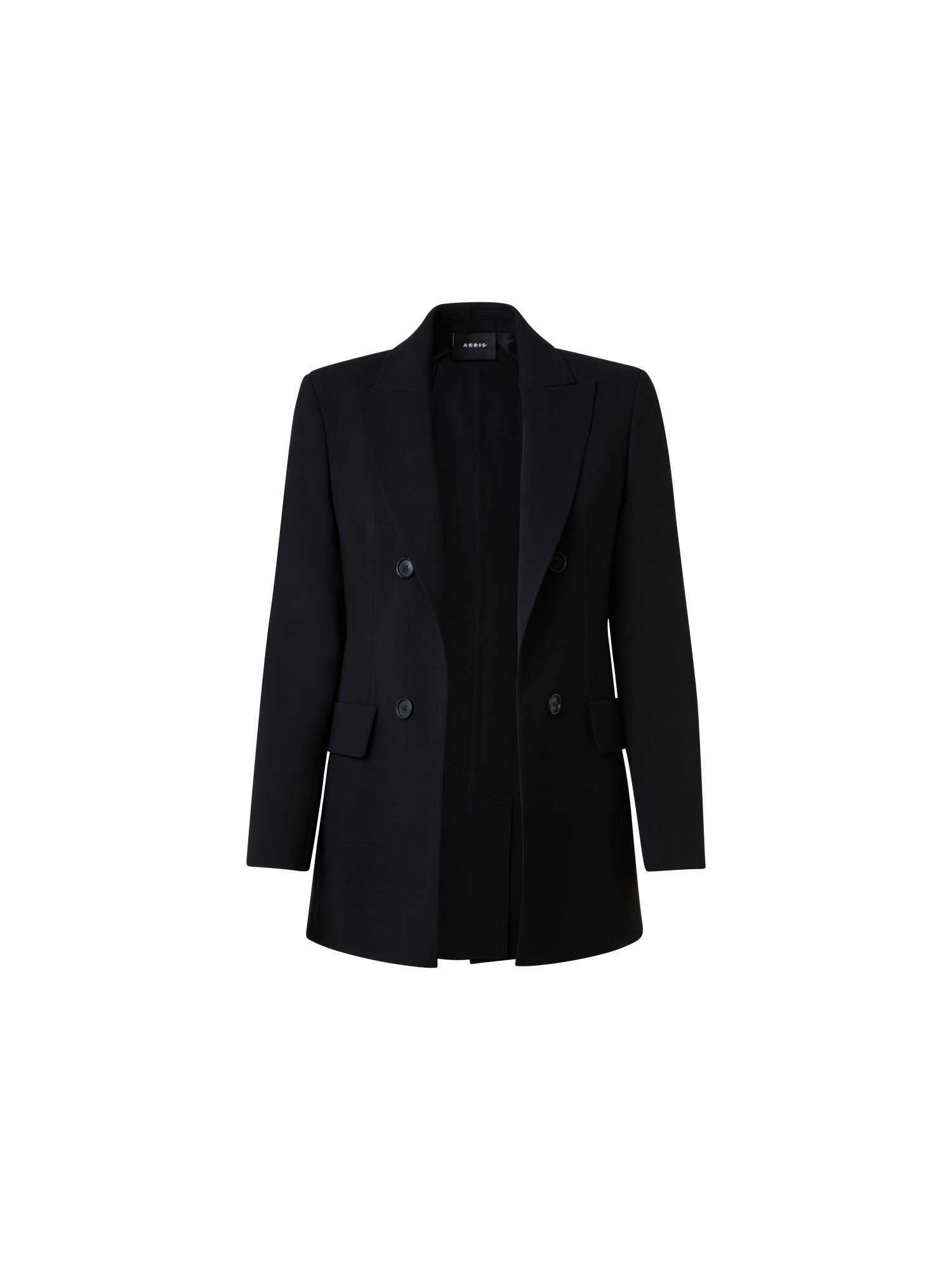 Designer Long Jacket in Wool Double-Face - black