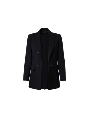 Designer Long Jacket in Wool Double-Face - black
