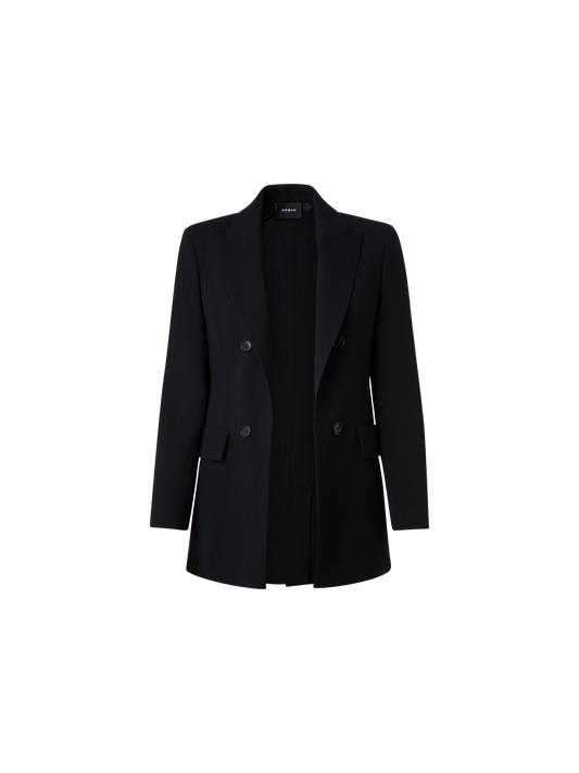 Designer Long Jacket in Wool Double-Face - black