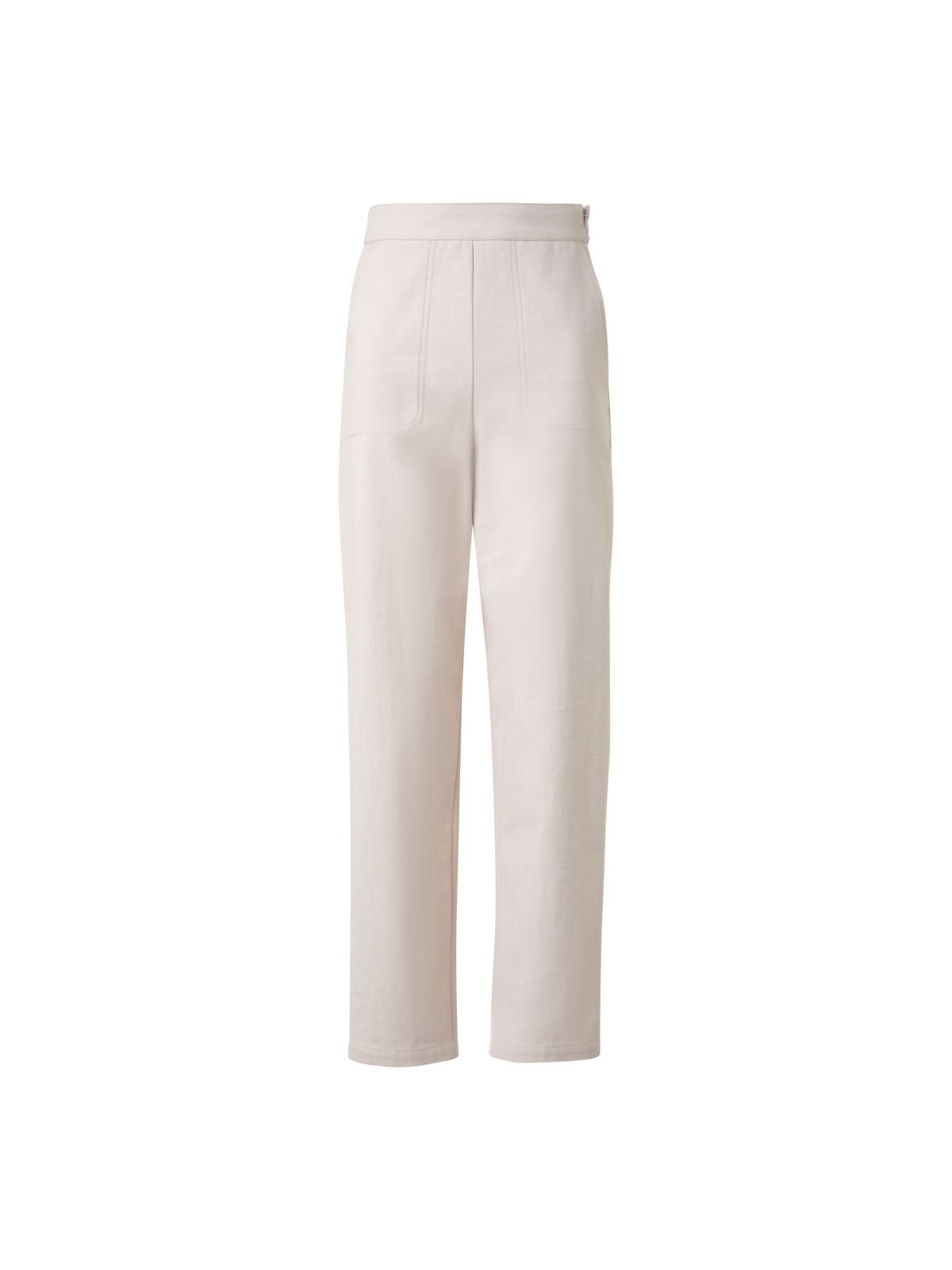 Designer Conical Ankle-Length Cotton Denim Stretch Pants - neutral - pastel - beige