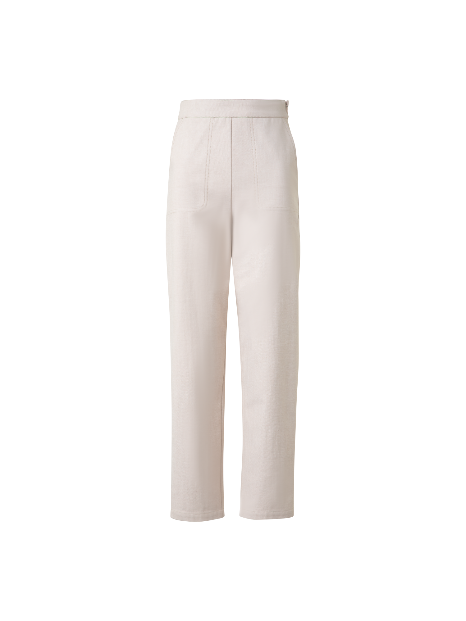 Designer Conical Ankle-Length Cotton Denim Stretch Pants - neutral - pastel - beige