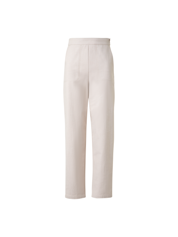 Designer Conical Ankle-Length Cotton Denim Stretch Pants - neutral - pastel - beige