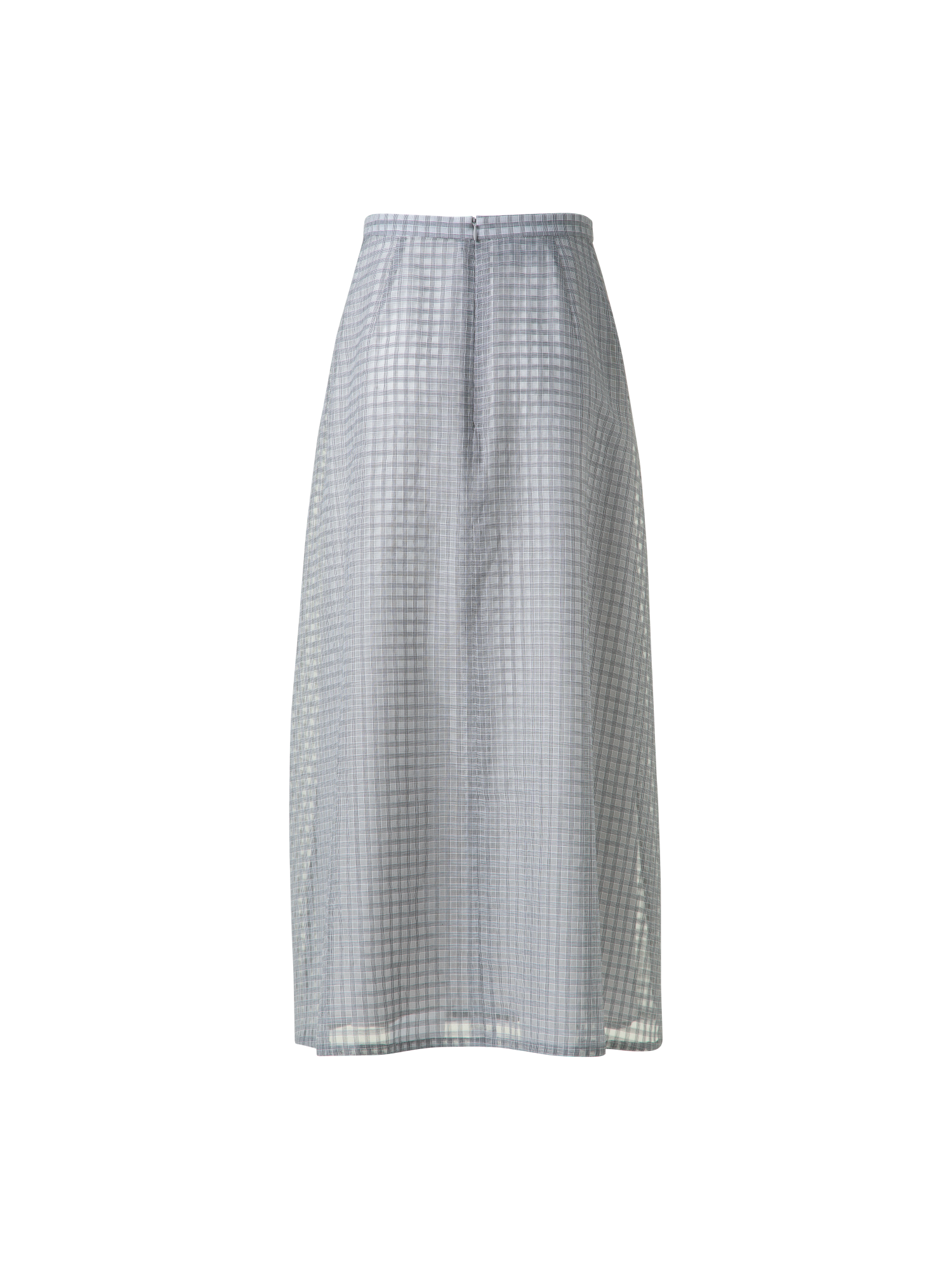 Designer Flared Cotton Midi Skirt with Small Plaid Print - black - neutral - grey - multicolor